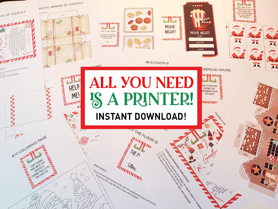 Printable Elf Kit 24 Days Bundle Christmas Elf Props Kit Instant Download Elf Activities Elf Arrival Elf Letters Elf Ideas Games Bundle DIY