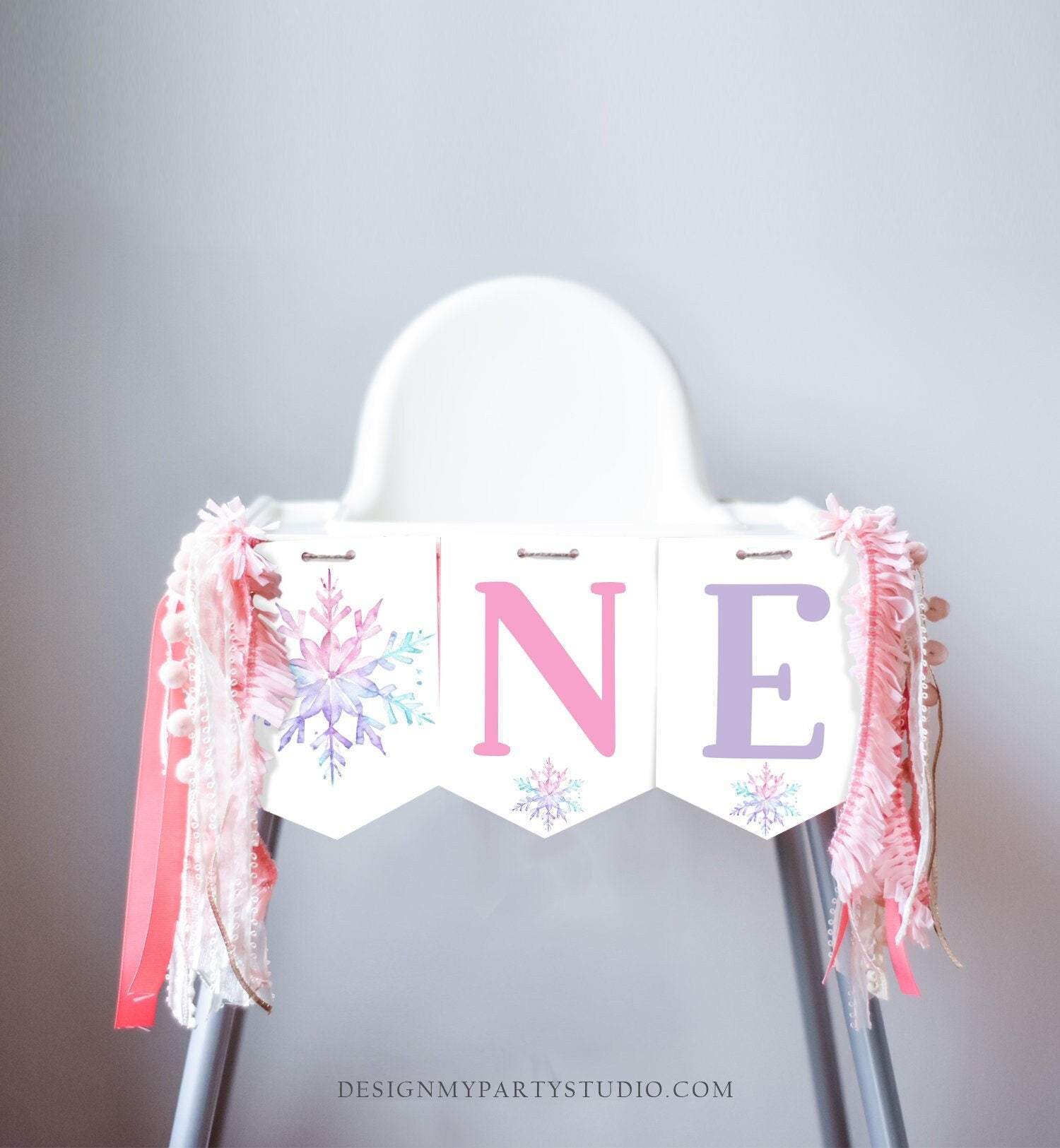 High Chair Banner Snowflake Winter Onederland Birthday Girl Decor 1st First Magical Winter Wonderland Download PRINTABLE DIGITAL DIY 0494