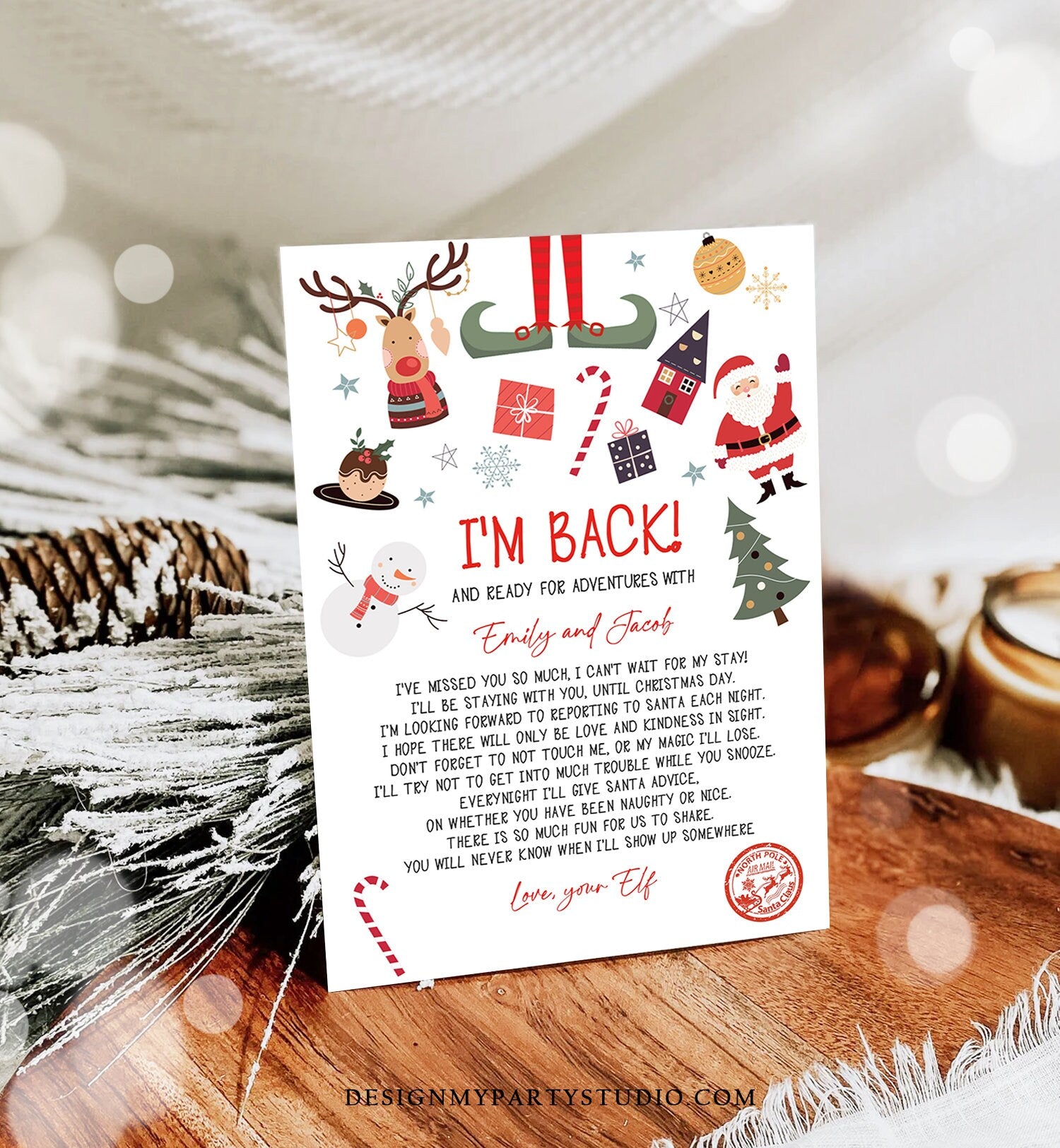 Editable Elf Arrival Letter Return Letter Christmas Elf I'm Back Elf Welcome Christmas Elf Letter From Your Elf Printable Template 0496