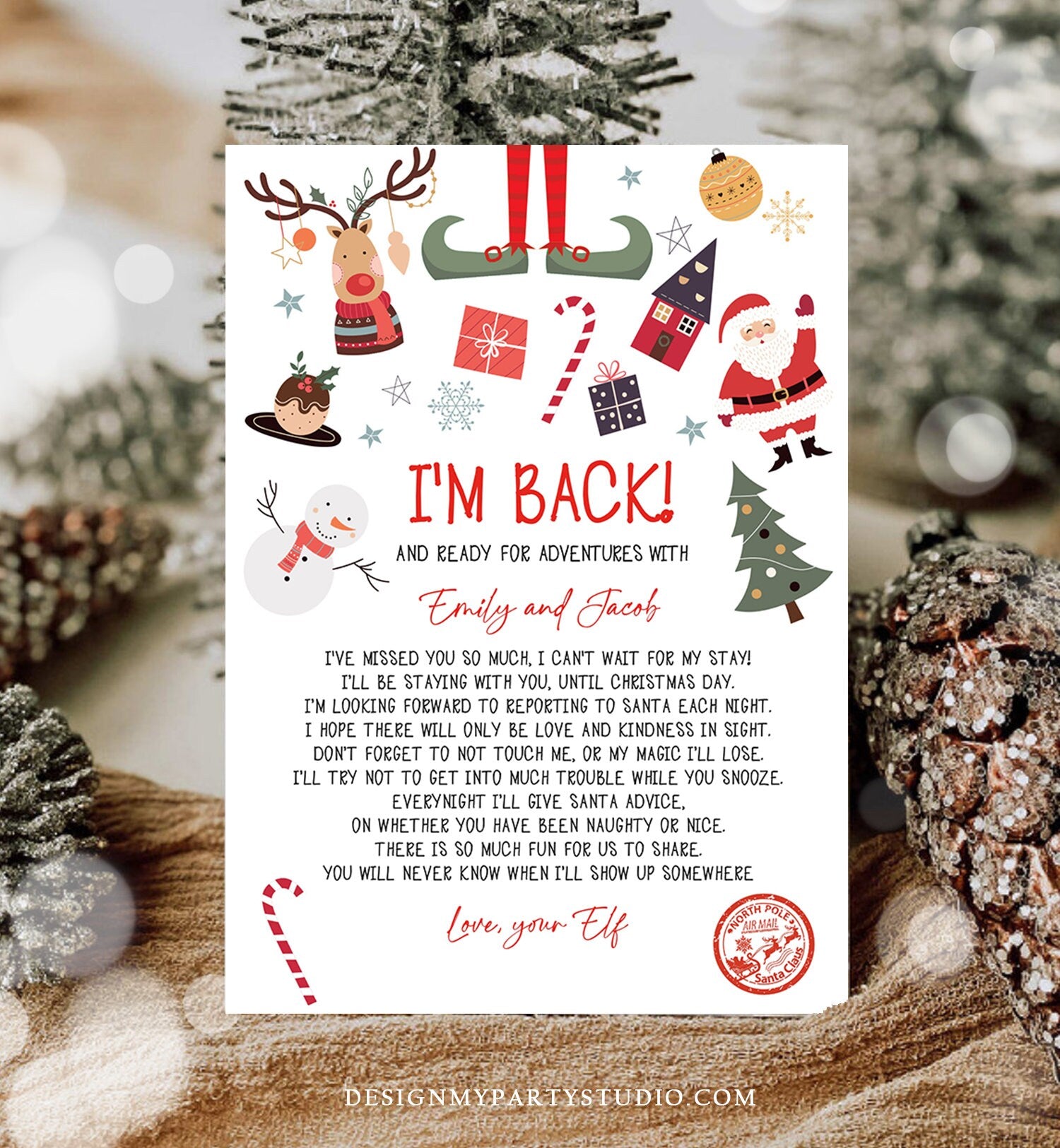 Editable Elf Arrival Letter Return Letter Christmas Elf I'm Back Elf Welcome Christmas Elf Letter From Your Elf Printable Template 0496