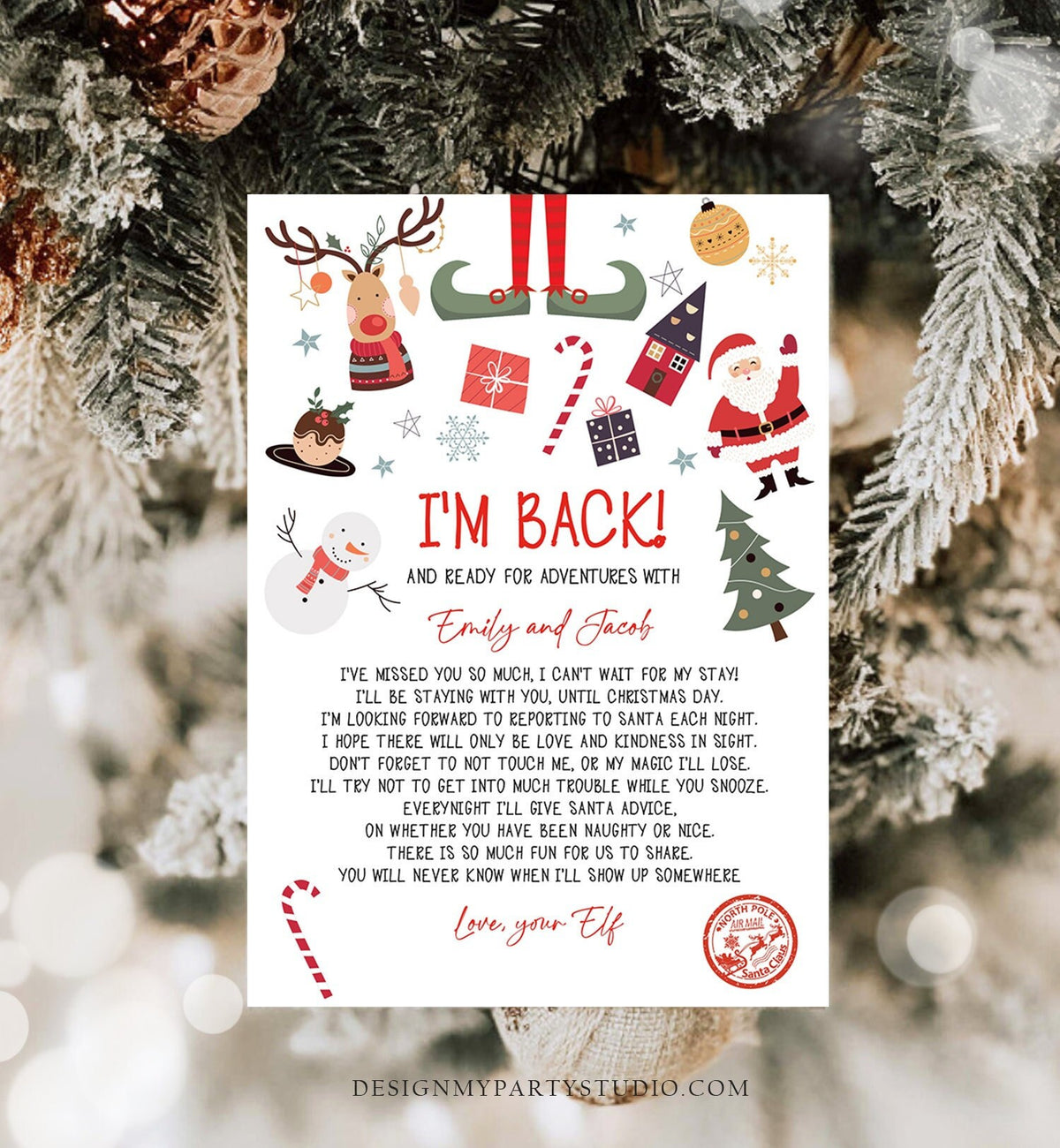 Editable Elf Arrival Letter Return Letter Christmas Elf I&#39;m Back Elf Welcome Christmas Elf Letter From Your Elf Printable Template 0496