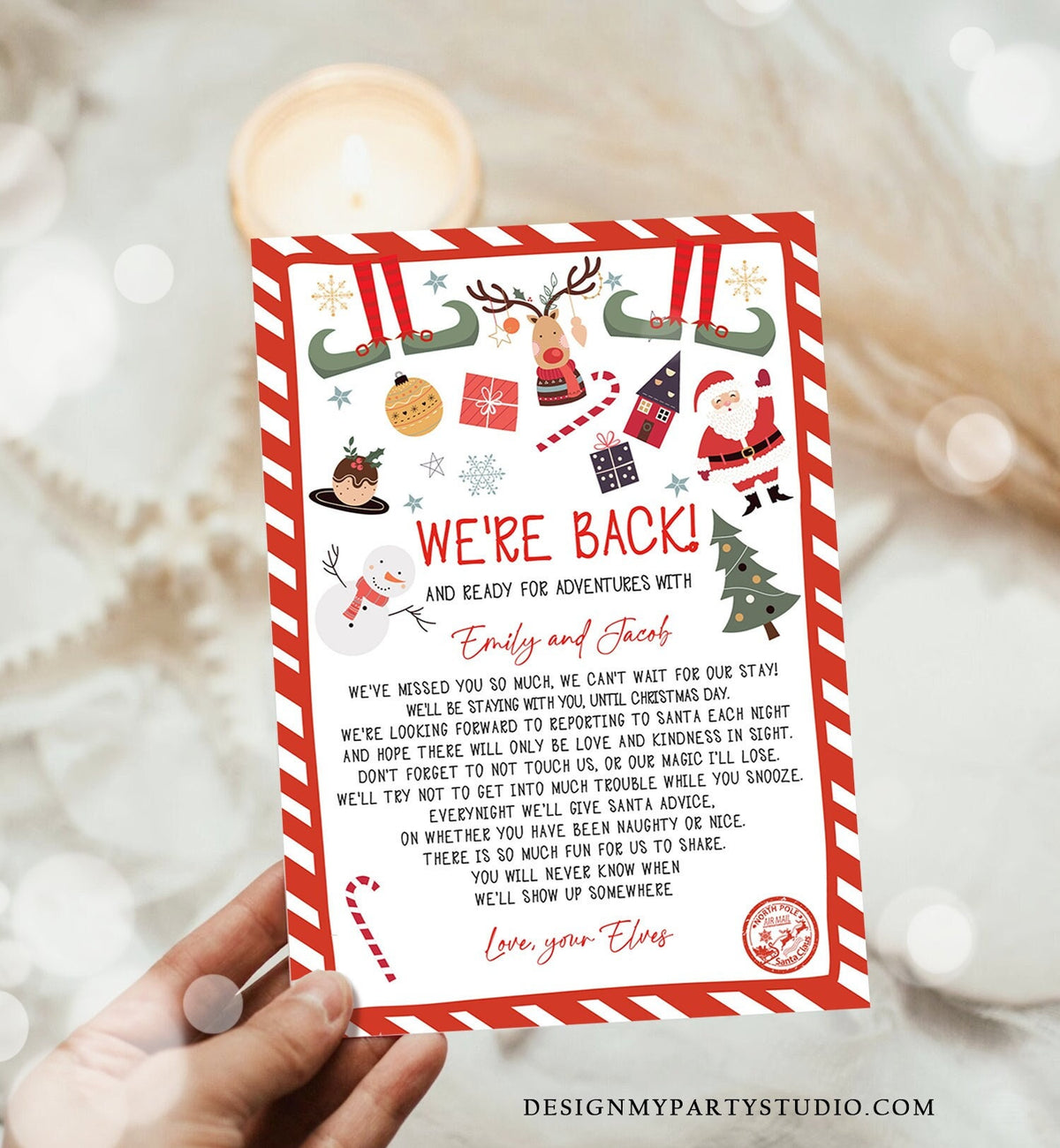 Editable Elf Arrival Letter Return Letter Christmas Elf We&#39;re Back Elf Welcome Hello Letter from Elves Boy and Girl Printable Template 0496