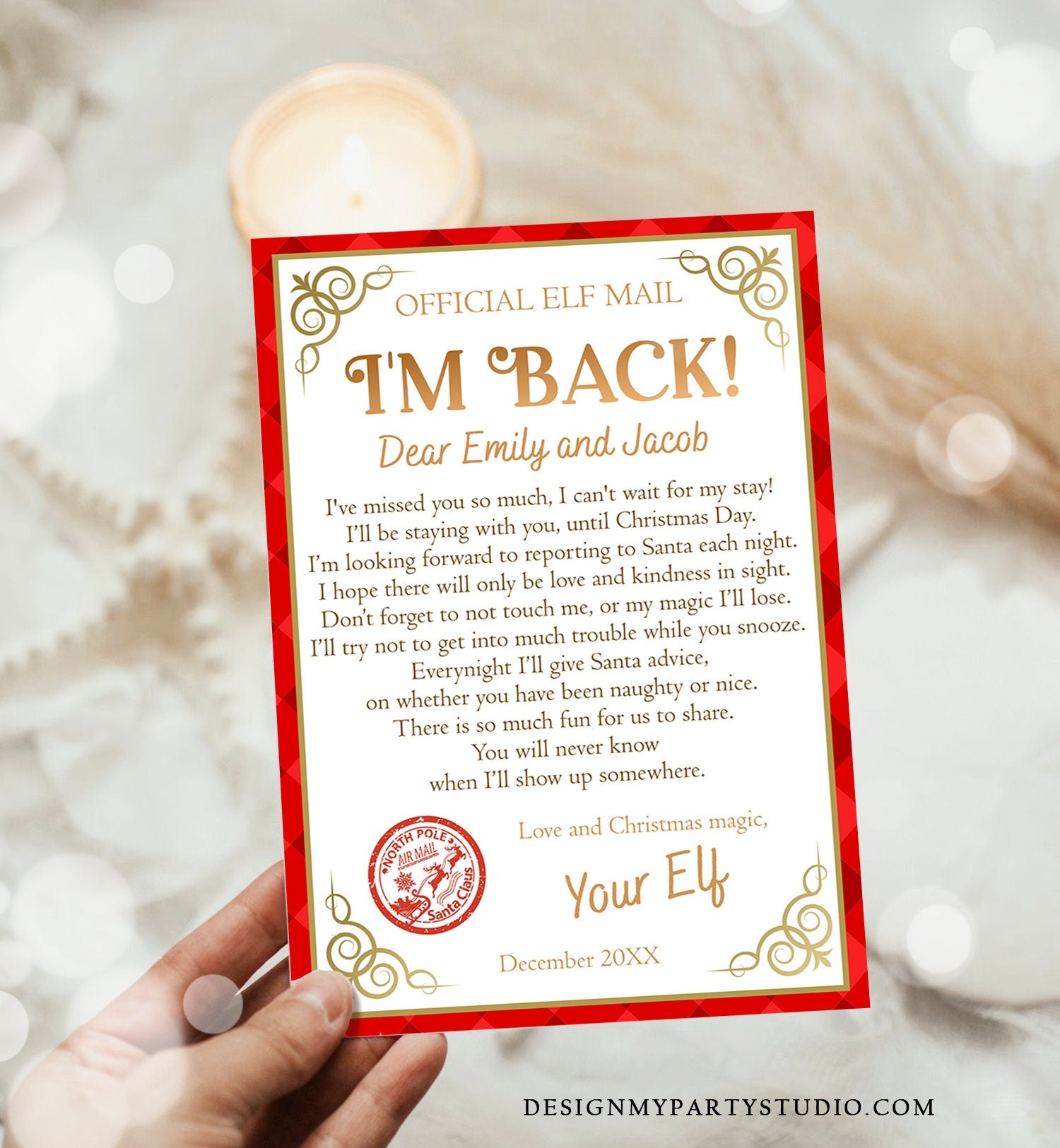 Editable Elf Arrival Letter Return Letter Christmas Elf I'm Back Elf Welcome Christmas Elf Letter From Your Elf Printable Template 0497