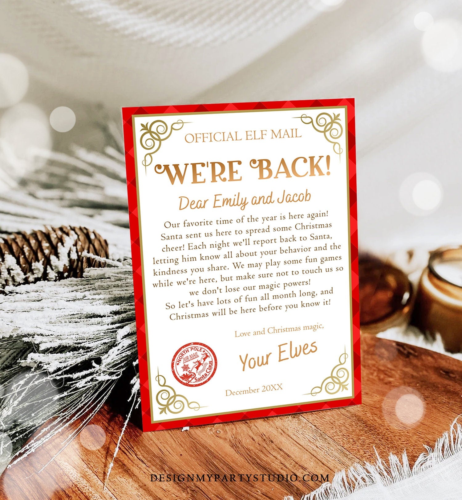 Editable Elf Arrival Letter Return Letter Christmas Elf We're Back Elf Welcome Hello Letter from Elves Boy and Girl Printable Template 0497