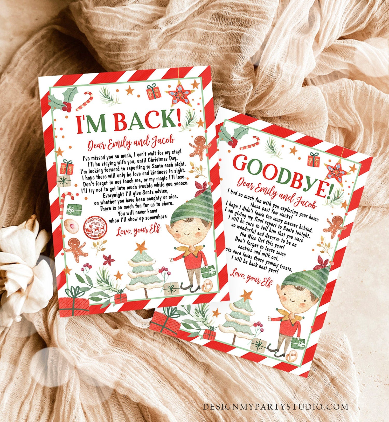 Editable Elf Arrival Letter Return Letter Christmas Elf I'm Back Elf Welcome Goodbye Farewell Elf Letters Digital Printable Template 0358