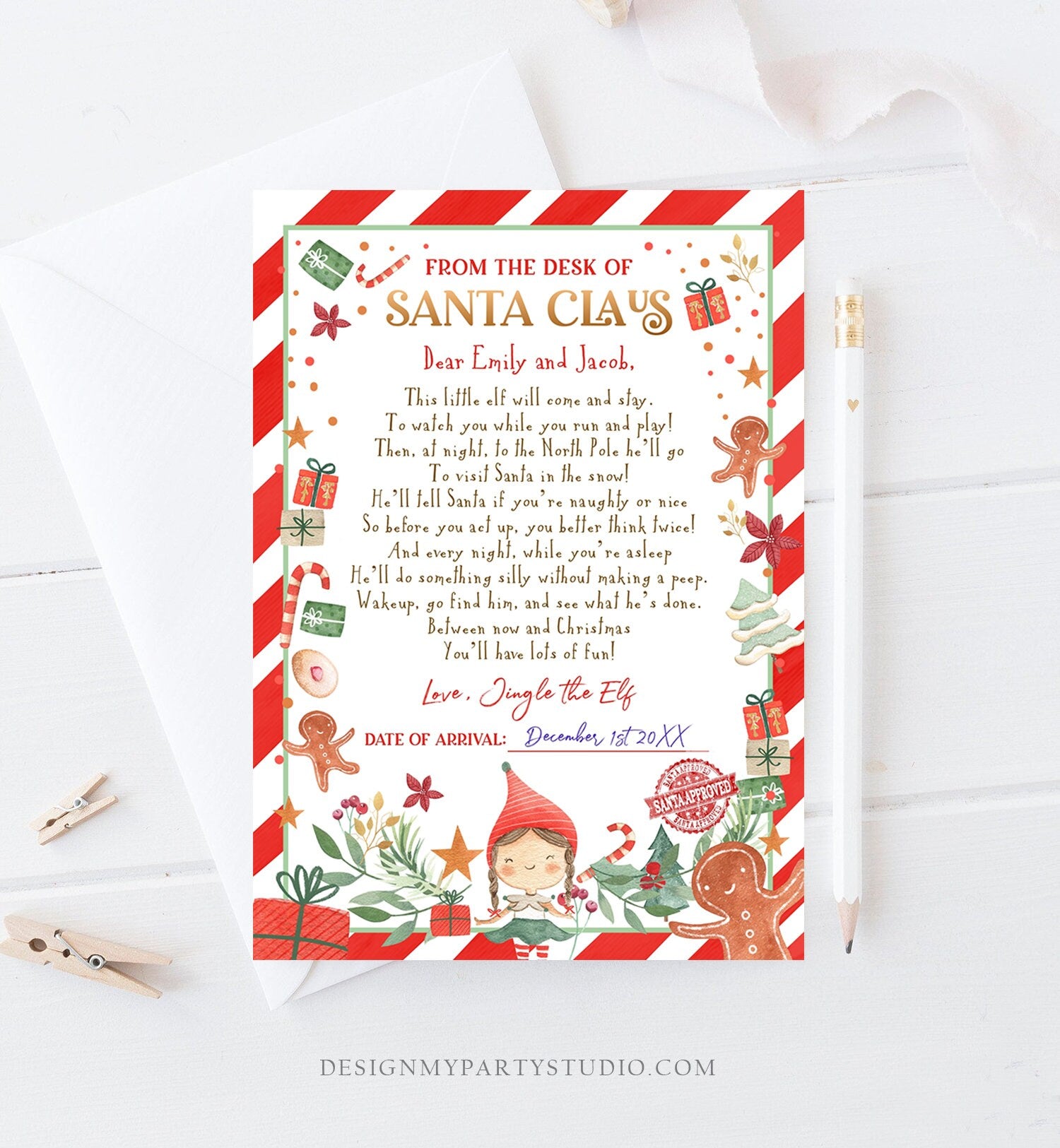 Editable First Time Elf Arrival Letter Return Letter Christmas Elf I'm Back Elf Welcome Christmas Elf Santa Claus Printable Template 0358