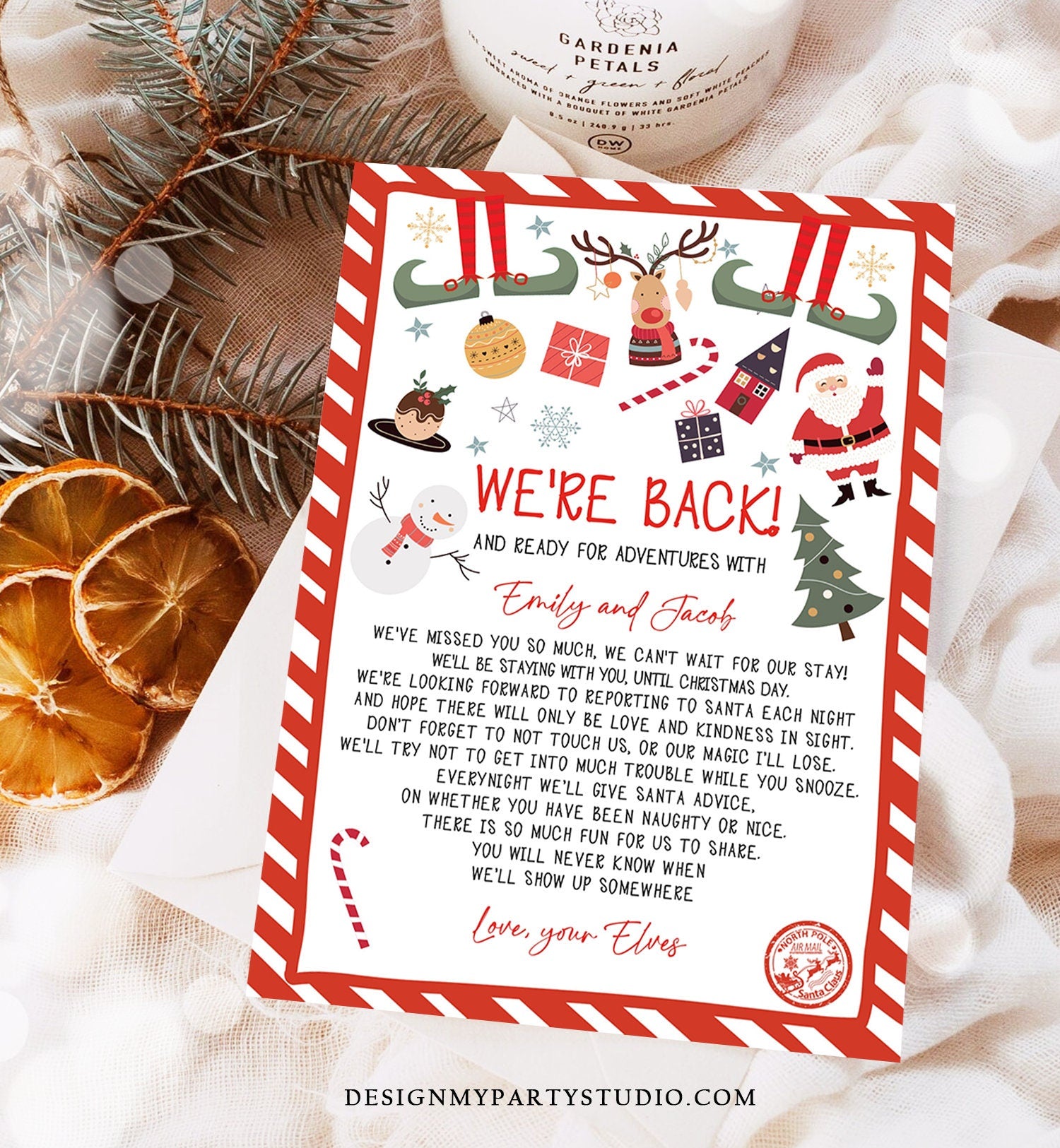 Editable Elf Arrival Letter Return Letter Christmas Elf We're Back Elf Welcome Hello Letter from Elves Boy and Girl Printable Template 0496