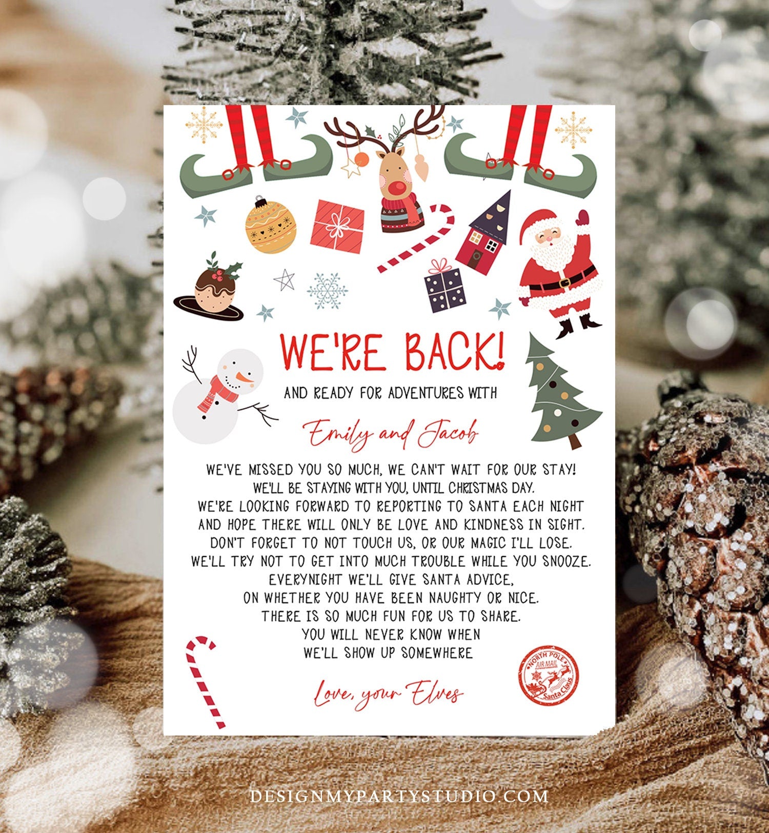 Editable Elf Arrival Letter Return Letter Christmas Elf We're Back Elf Welcome Hello Letter from Elves Boy and Girl Printable Template 0496