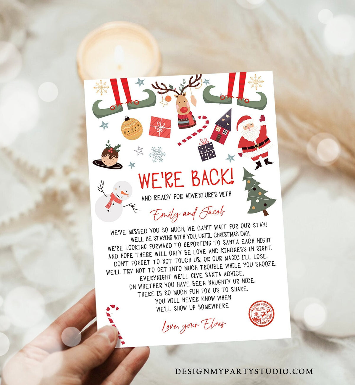 Editable Elf Arrival Letter Return Letter Christmas Elf We&#39;re Back Elf Welcome Hello Letter from Elves Boy and Girl Printable Template 0496