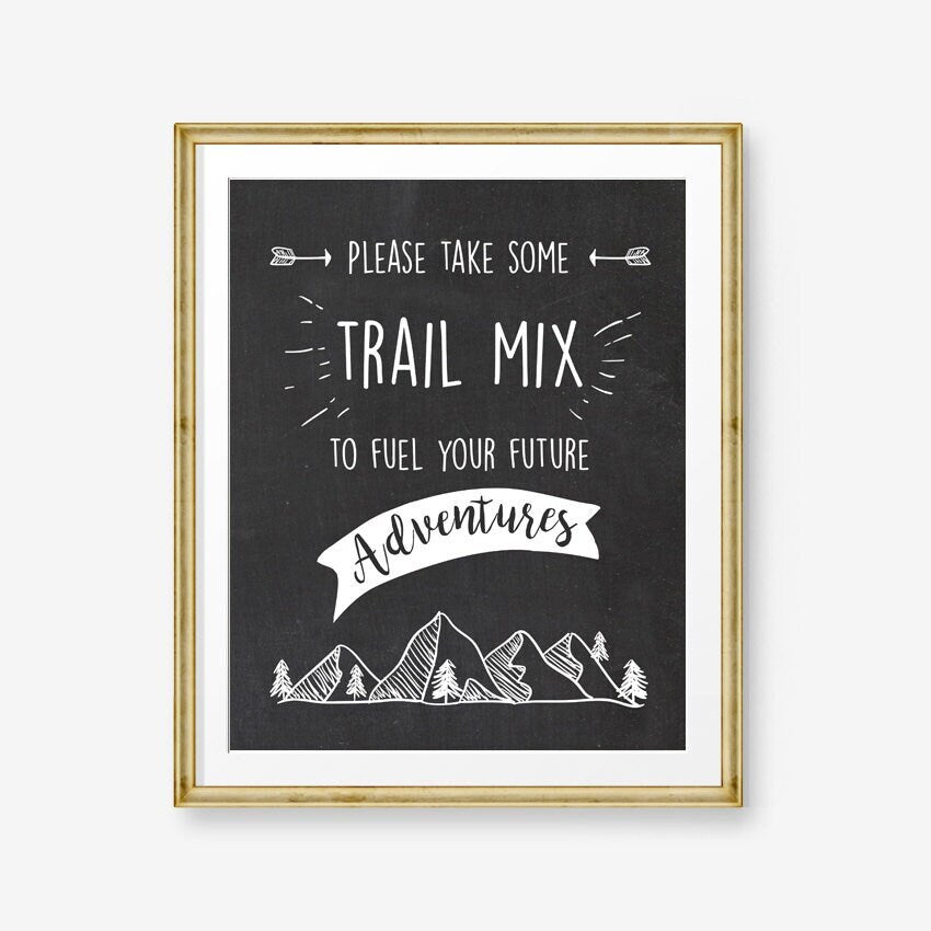 Trail Mix Sign Table Sign Wild One Lumberjack Adventure Mountains Outdoor First Birthday Sign Party Decor Instant Download Printable 0083