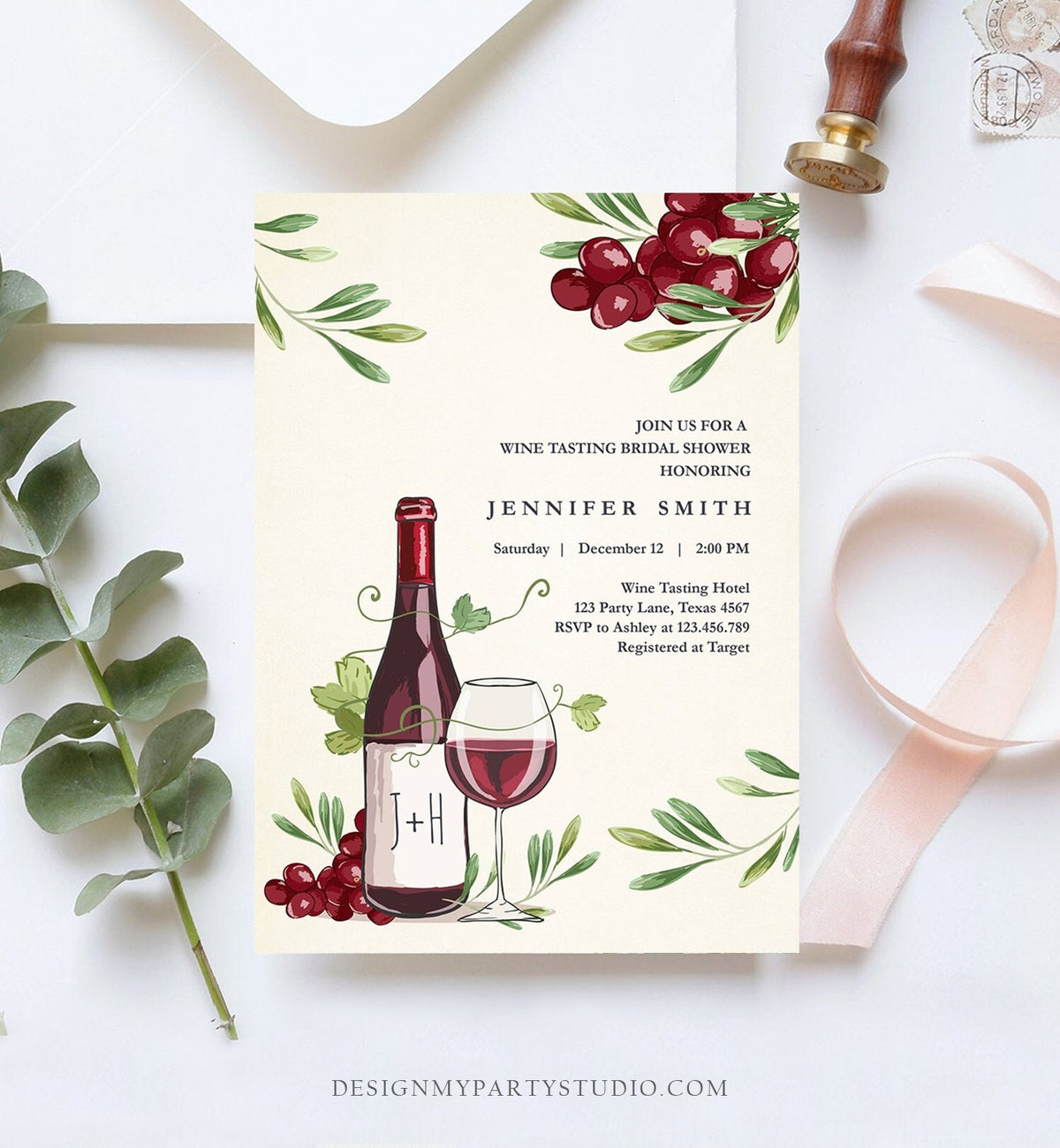 Editable Wine Bridal Shower Invitation Rustic Winery Cheers To Love Country Wine Tasting Couples Download Corjl Template Printable 0234