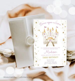 Editable Princess Castle Birthday Invitation Once Upon a Time Princess Royal Birthday Girl Magical Celebration Template Corjl Printable 0477