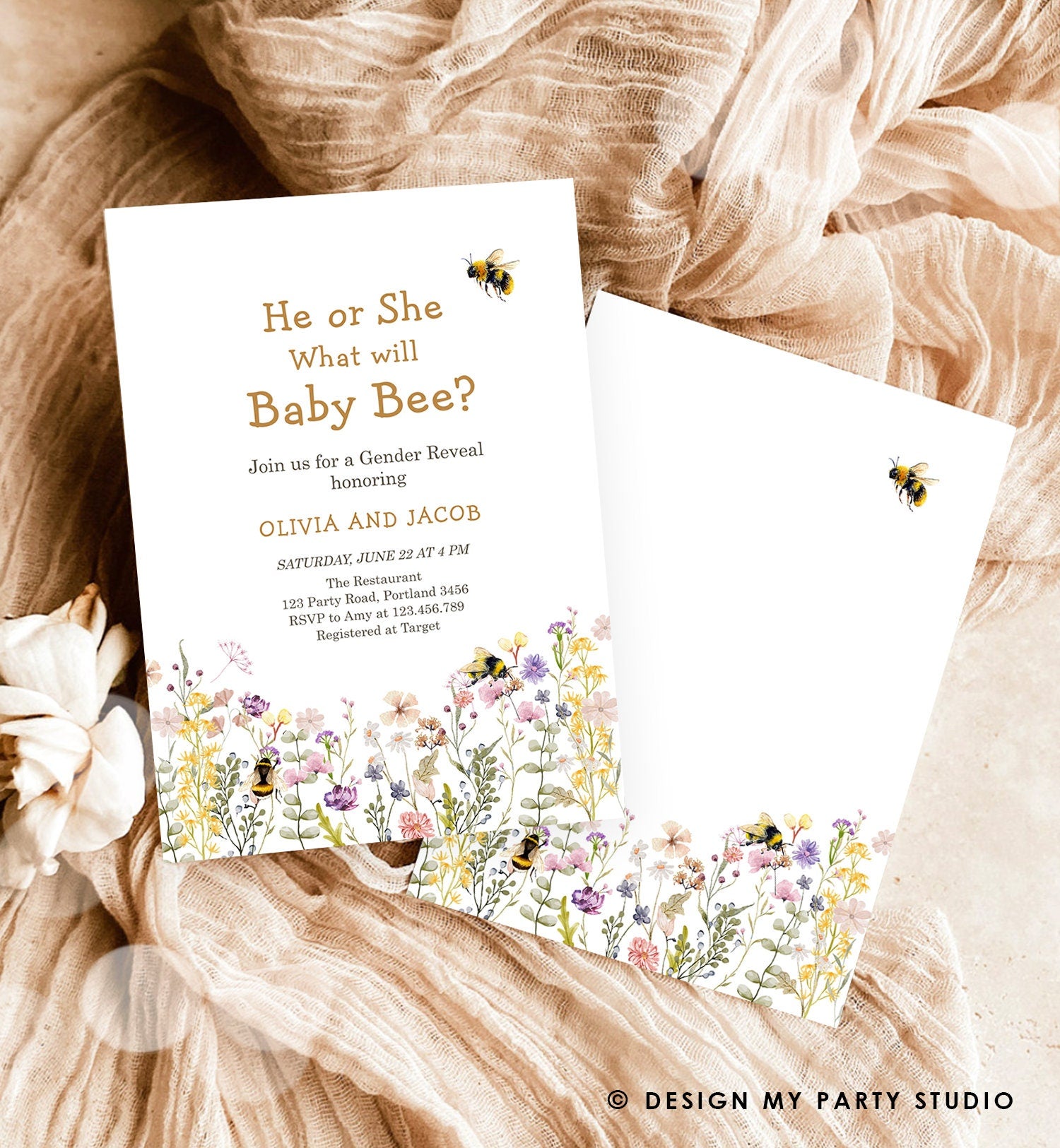 Editable Bee Gender Reveal Invitation What Will Baby Bee Invitation Gender Neutral Honey Instant Download Template Digital Corjl 0502