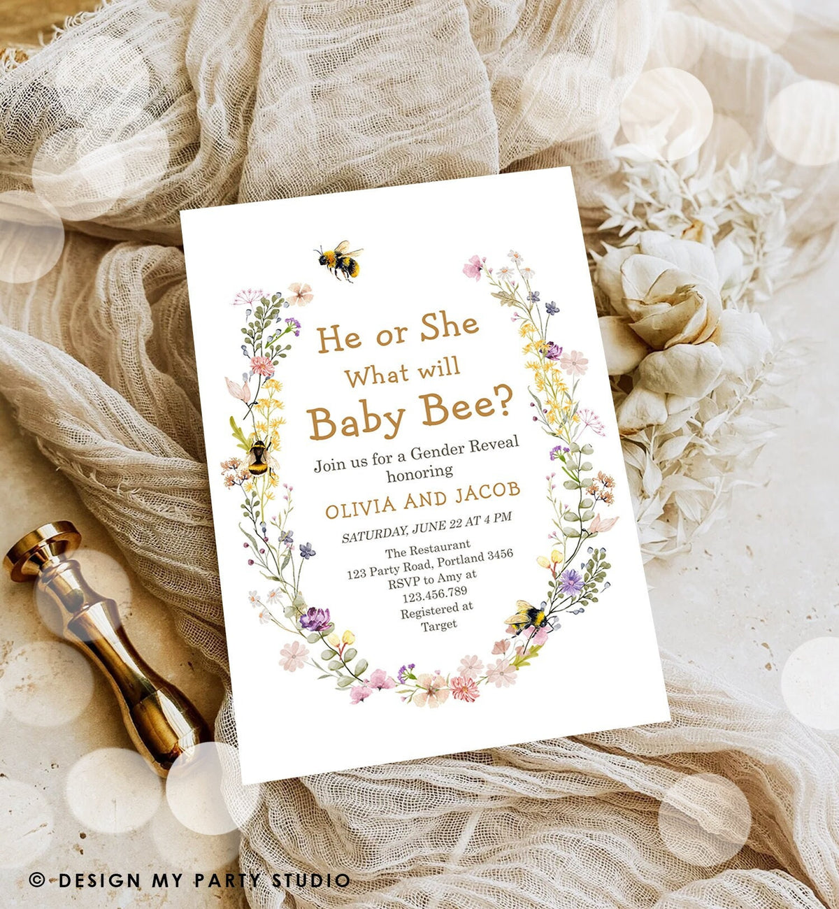 Editable Bee Gender Reveal Invitation What Will Baby Bee Invitation Gender Neutral Honey Instant Download Template Digital Corjl 0502