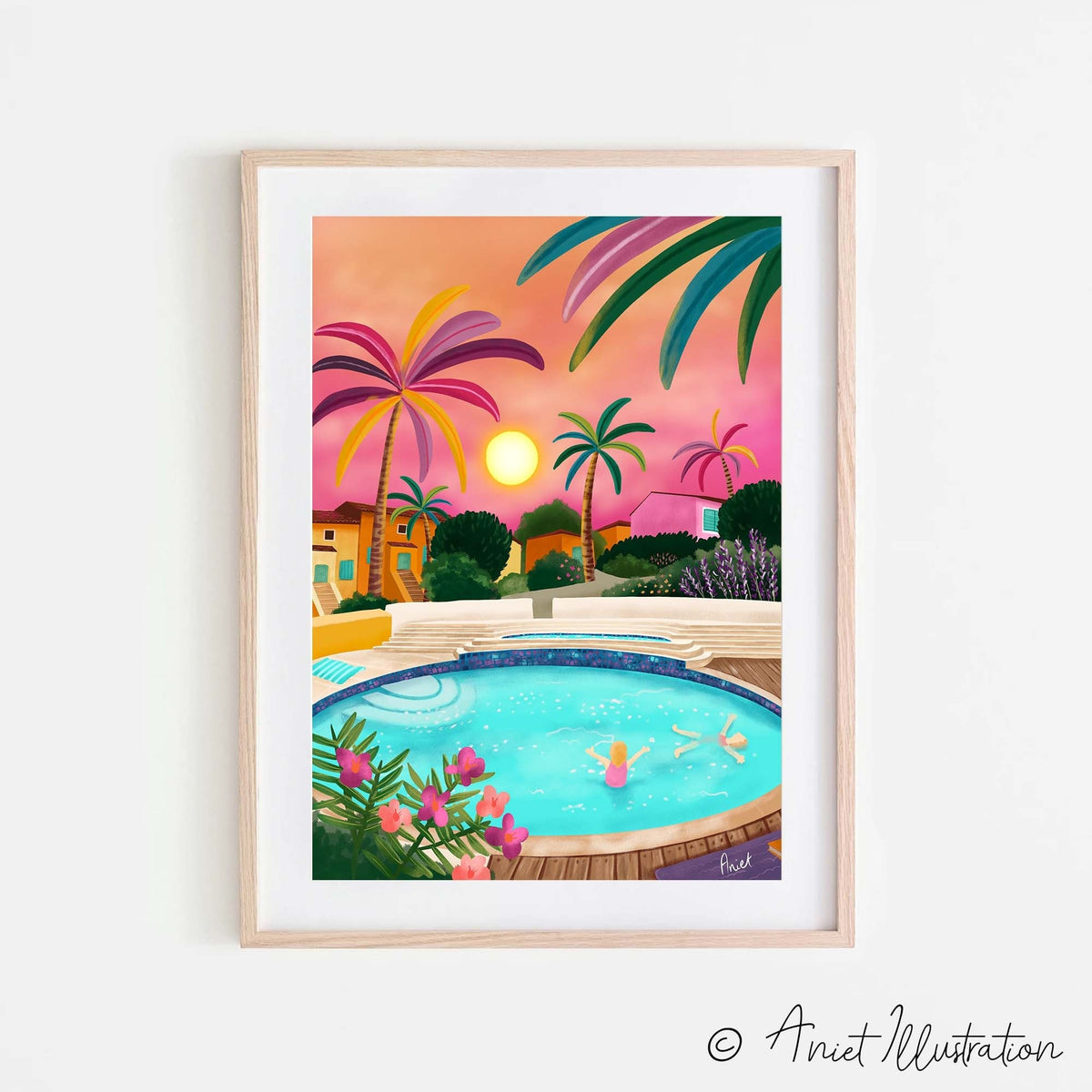 France Art Print Tropical Pool Wall Art Cannes Cote d&#39;Azur Print Provence Art Print Home Decor Summer France Housewarming Gift Travel poster 0511