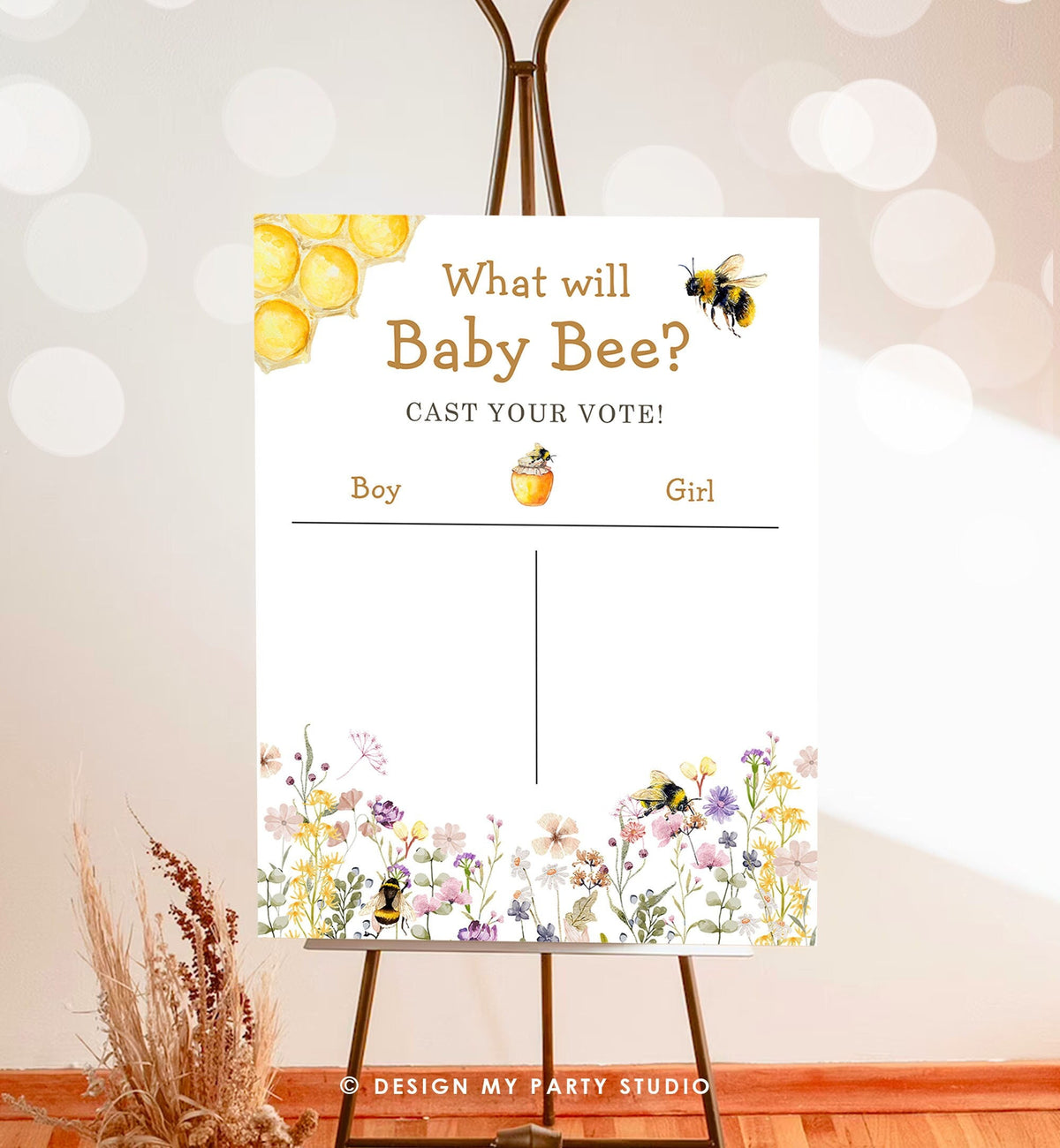 Cast Your Vote Sign Bee Gender Reveal He or She What Will Baby Bee Sign Guess The Gender Sign Table Sign Instant Download PRINTABLE 0502