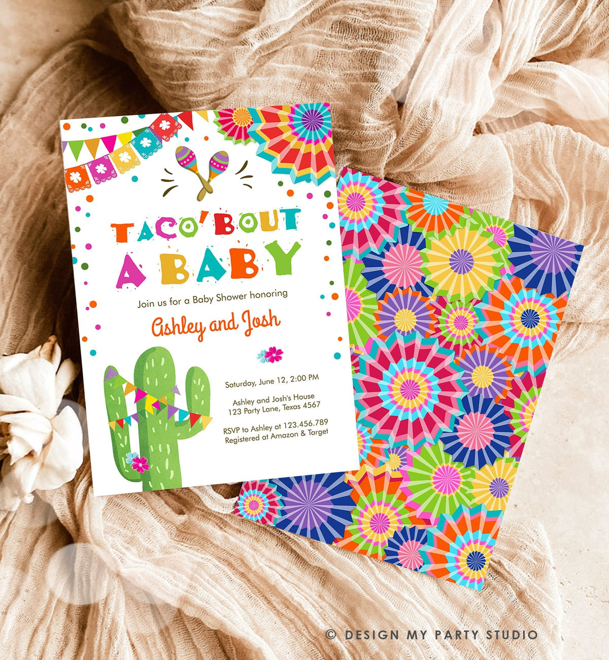 Editable Taco Bout A Baby Baby Shower Invitation Fiesta Cactus Mexican Couples Coed Shower Instant Download Printable Corjl Template 0045