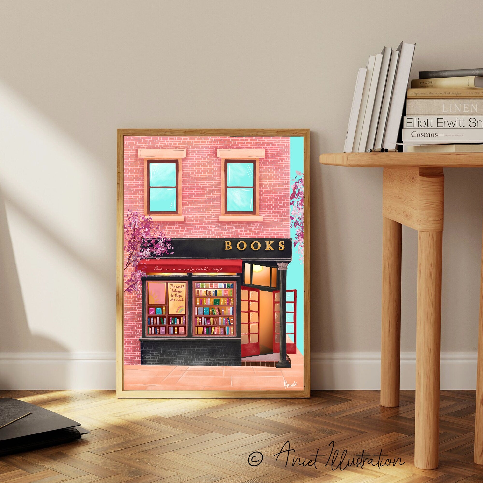 New York Bookshop Bookworm Art Bookshop Art Print Reading Art Wall Decor Librabry Decorations Gift Travel Art New York Art NYC Travel poster