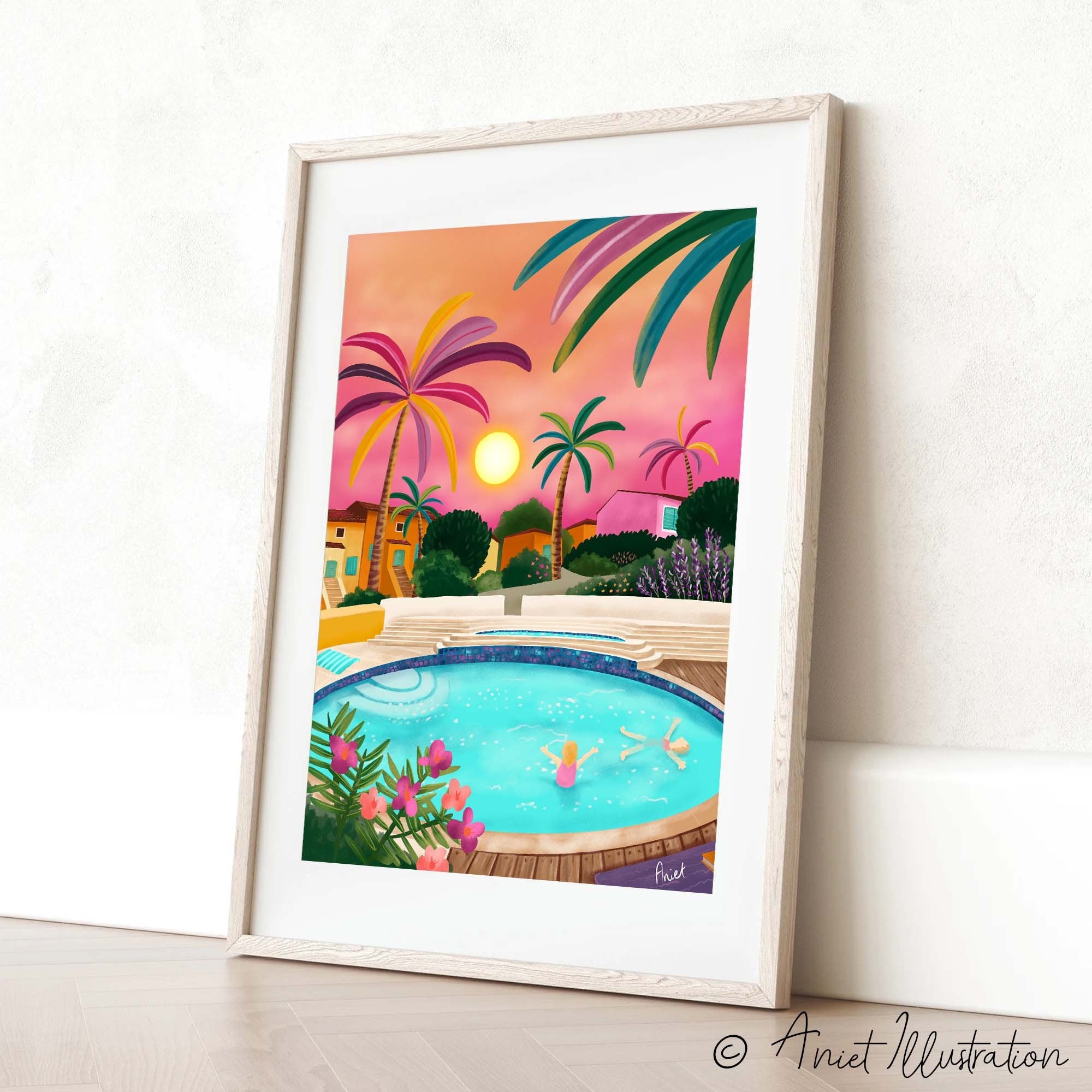 France Art Print Tropical Pool Wall Art Cannes Cote d'Azur Print Provence Art Print Home Decor Summer France Housewarming Gift Travel poster 0511