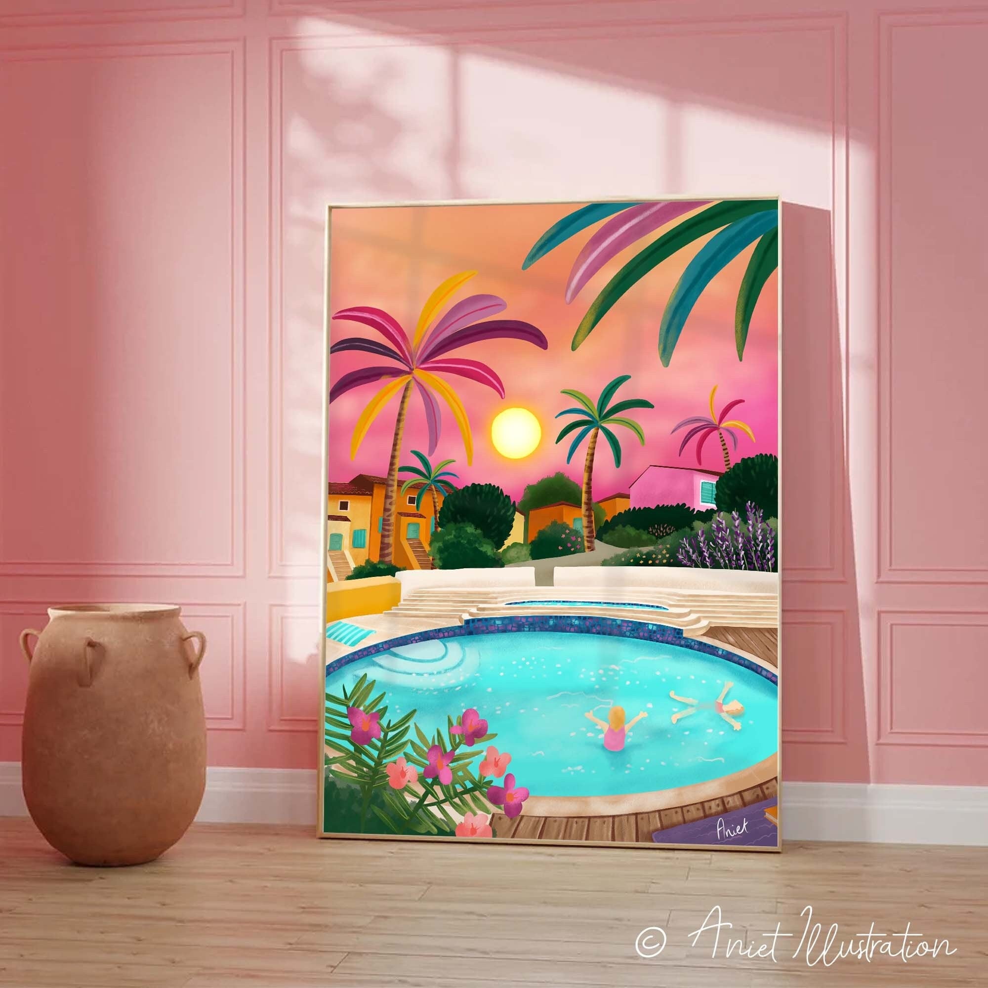 France Art Print Tropical Pool Wall Art Cannes Cote d'Azur Print Provence Art Print Home Decor Summer France Housewarming Gift Travel poster 0511