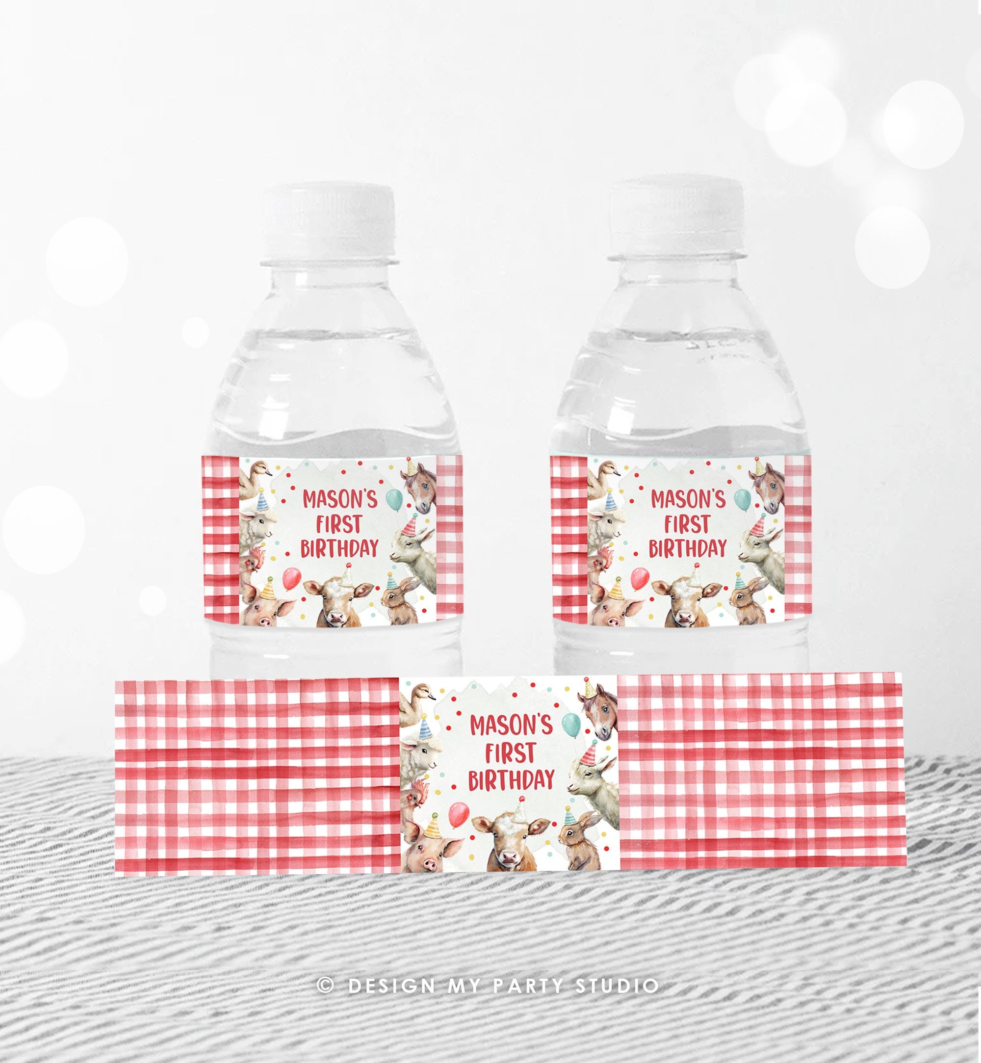 Editable Water Bottle Labels Farm Animals Boy Birthday Barnyard Farm Birthday Decor Party Animals Printable Wrappers Template Corjl 0448