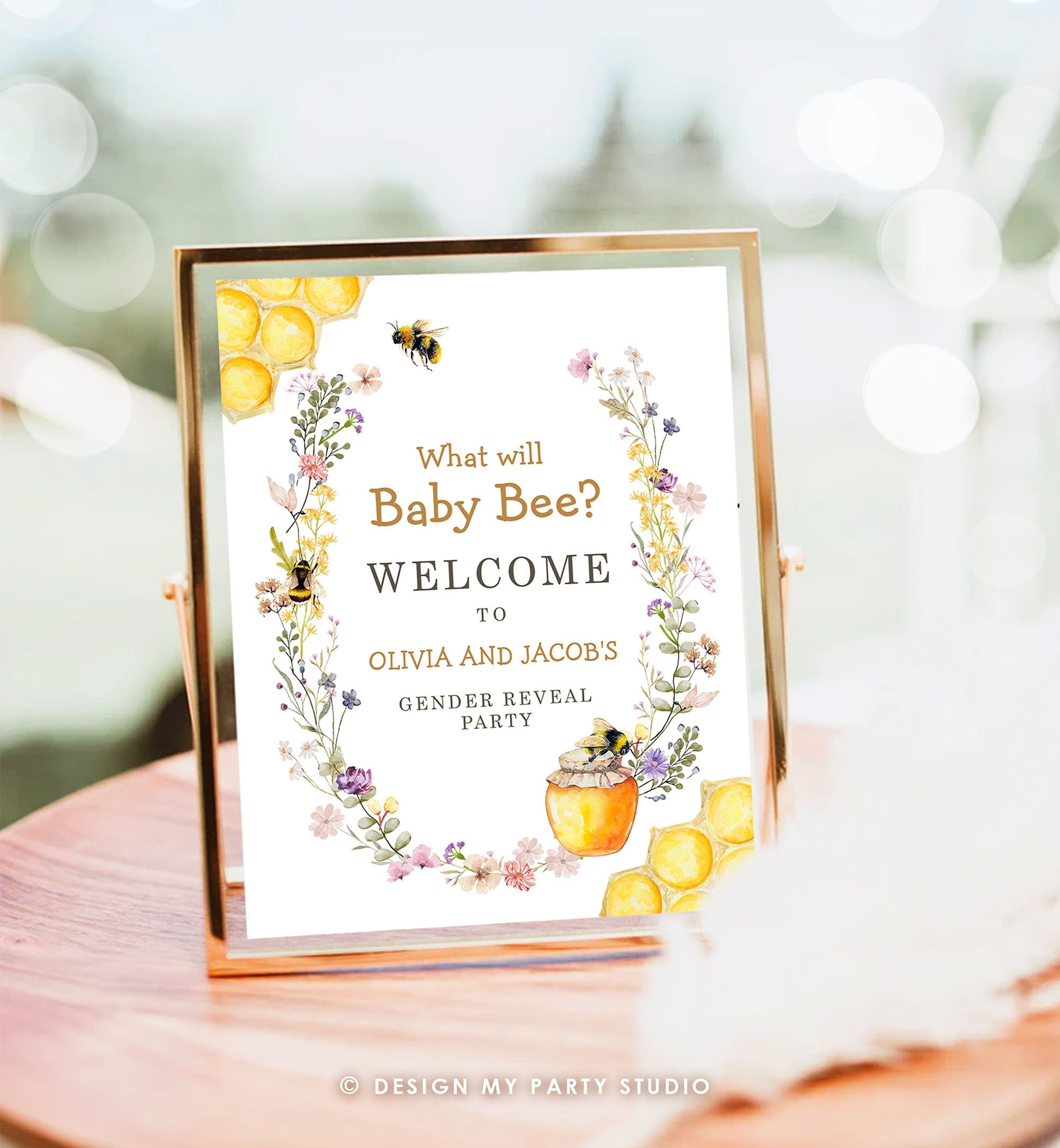 Editable Bee Welcome Sign What Will Baby Bee Gender Reveal Welcome Honey Baby Shower Mama to Bee Yard Sign Template PRINTABLE Corjl 0502