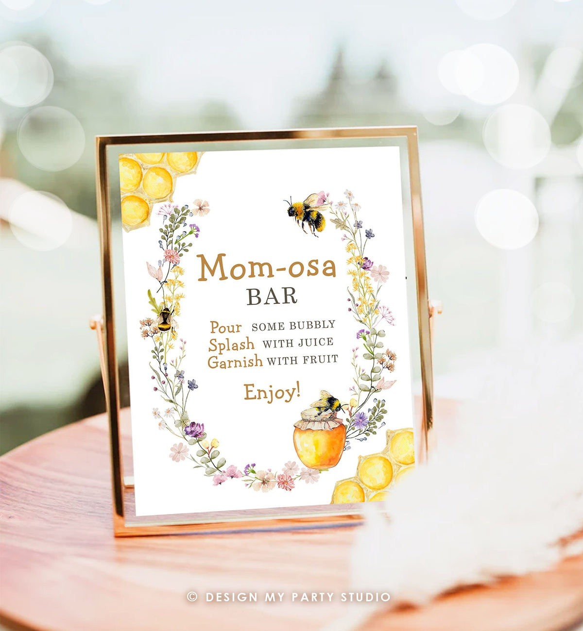 Momosa Bar Sign Bee Baby Shower Sign Gender Neutral Mom-osa Bar Sweet as Can Bee What Will Baby Bee Mimosa Instant Download Printable 0502