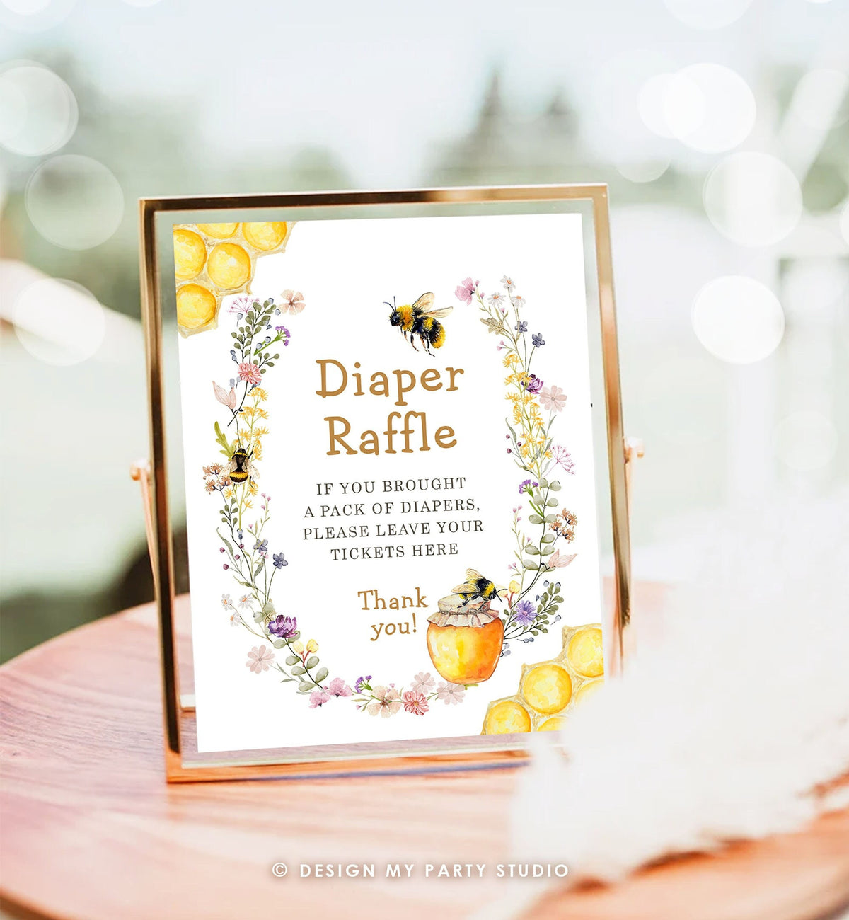 Diaper Raffle Sign Bee Baby Shower Decor Gender Neutral Shower Sign Sweet as Can Bee What Will Baby Bee Instant Download Printable 0502