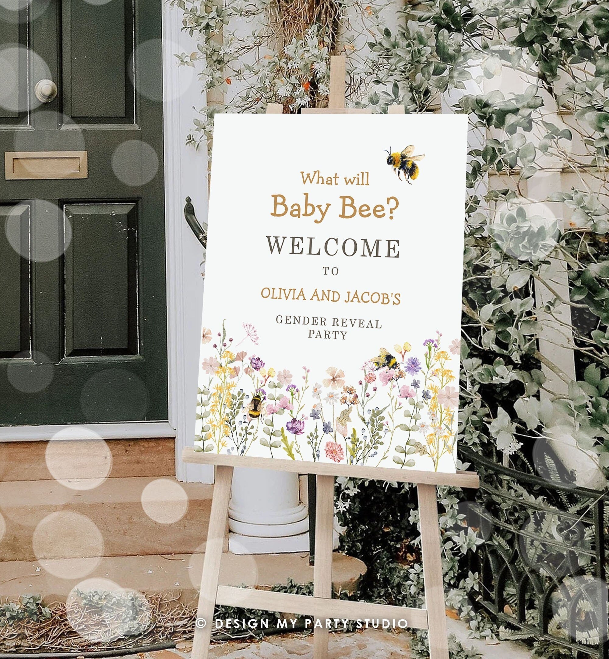 Editable Bee Welcome Sign What Will Baby Bee Gender Reveal Welcome Honey Baby Shower Mama to Bee Yard Sign Template PRINTABLE Corjl 0502