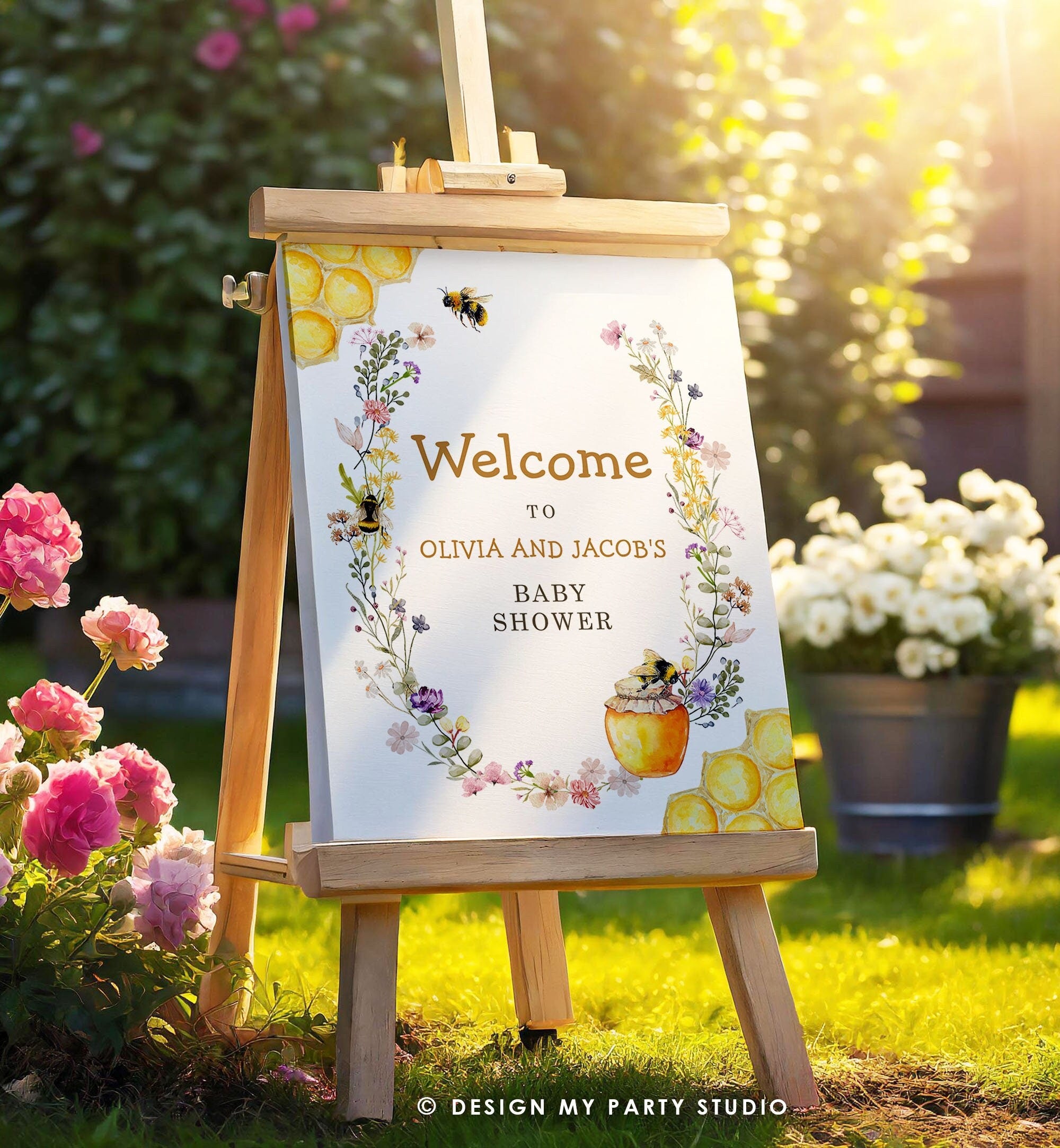 Editable Bee Welcome Sign Honey Baby Shower Mama to Bee Yard Sign Sweet as Can Bee Birthday Summer Poster Digital Template Printable 0502