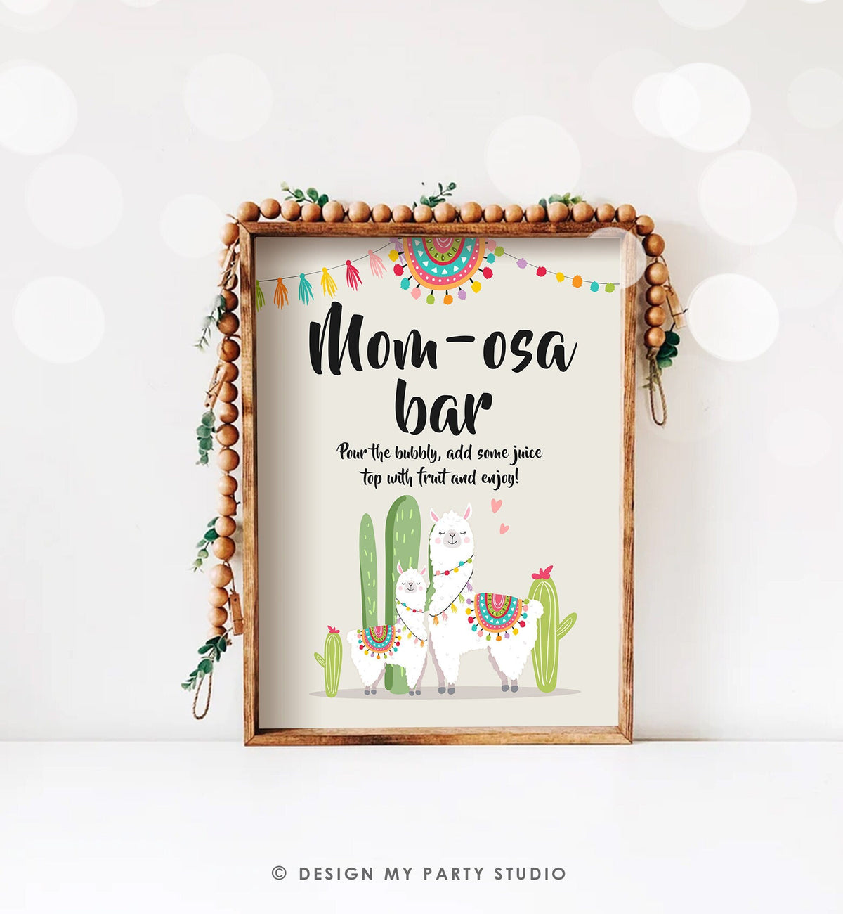 Momosa Bar Sign Baby Shower Mom-osa Mimosa Bar Llama Fiesta Baby Shower Mexican Neutral Instant Digital Download Printable 0079