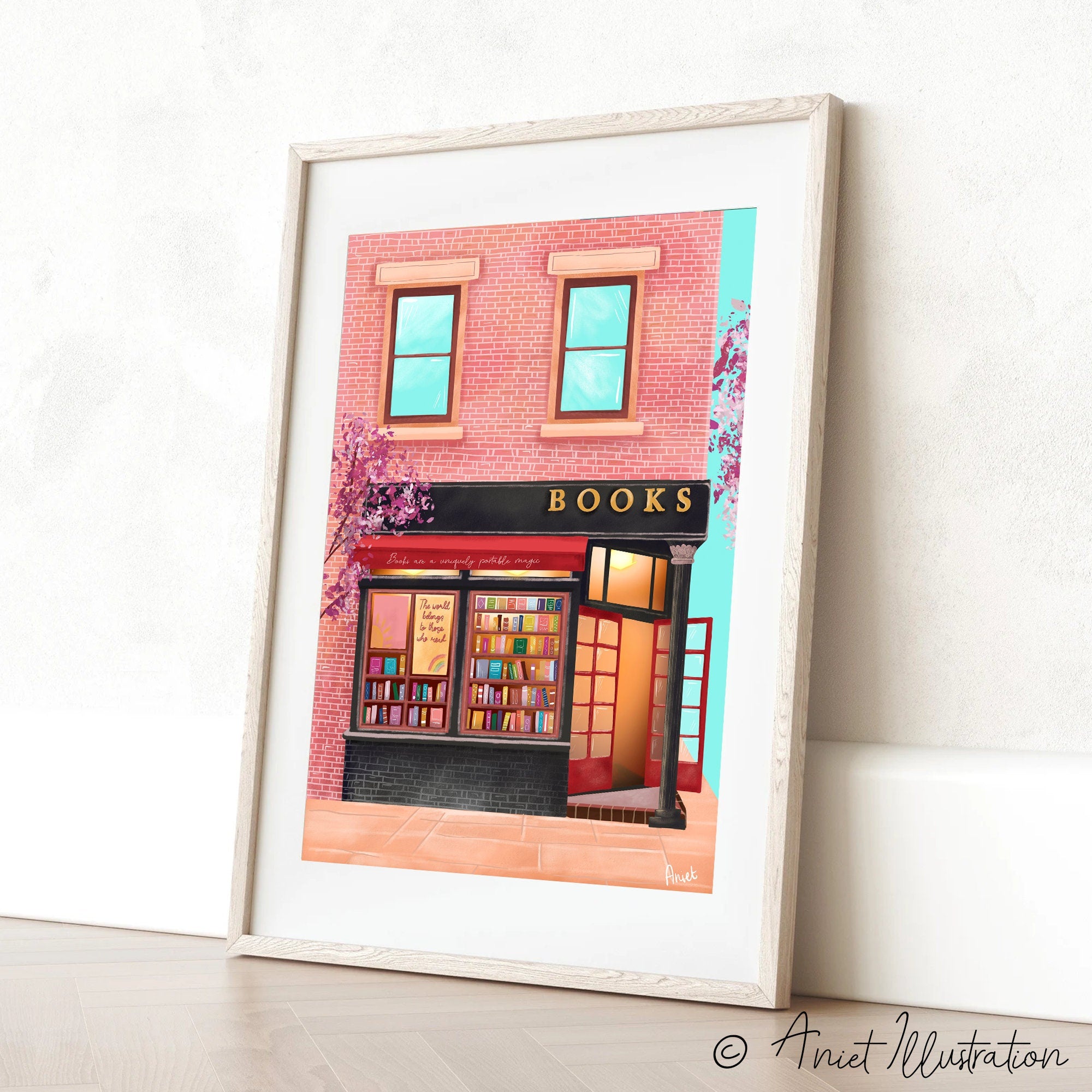 New York Bookshop Art Print Bookshop Art Book Store Reading Art Print Bookworm Art New York Print NYC Housewarming Gift Travel Poster 0511