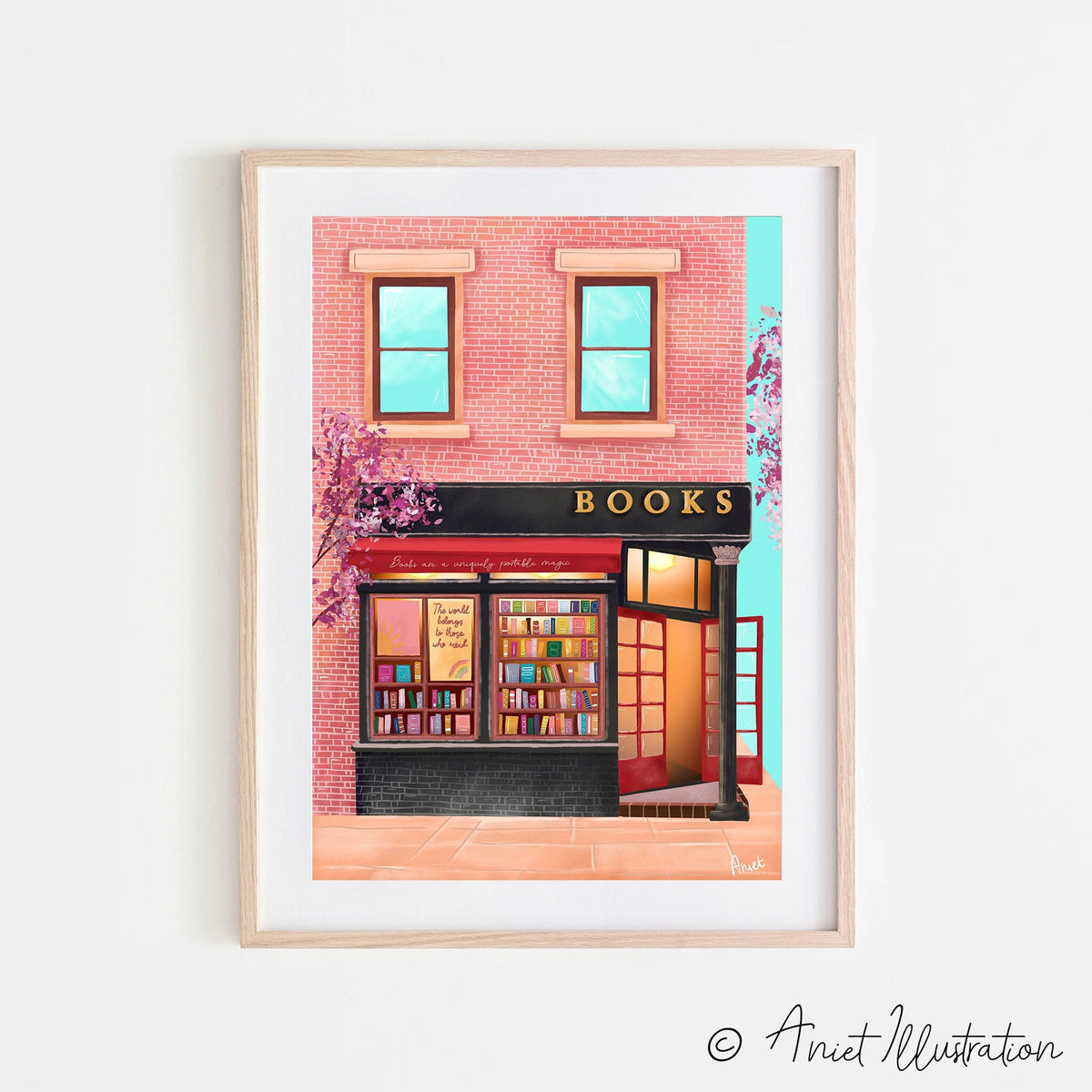 New York Bookshop Art Print Bookshop Art Book Store Reading Art Print Bookworm Art New York Print NYC Housewarming Gift Travel Poster 0511