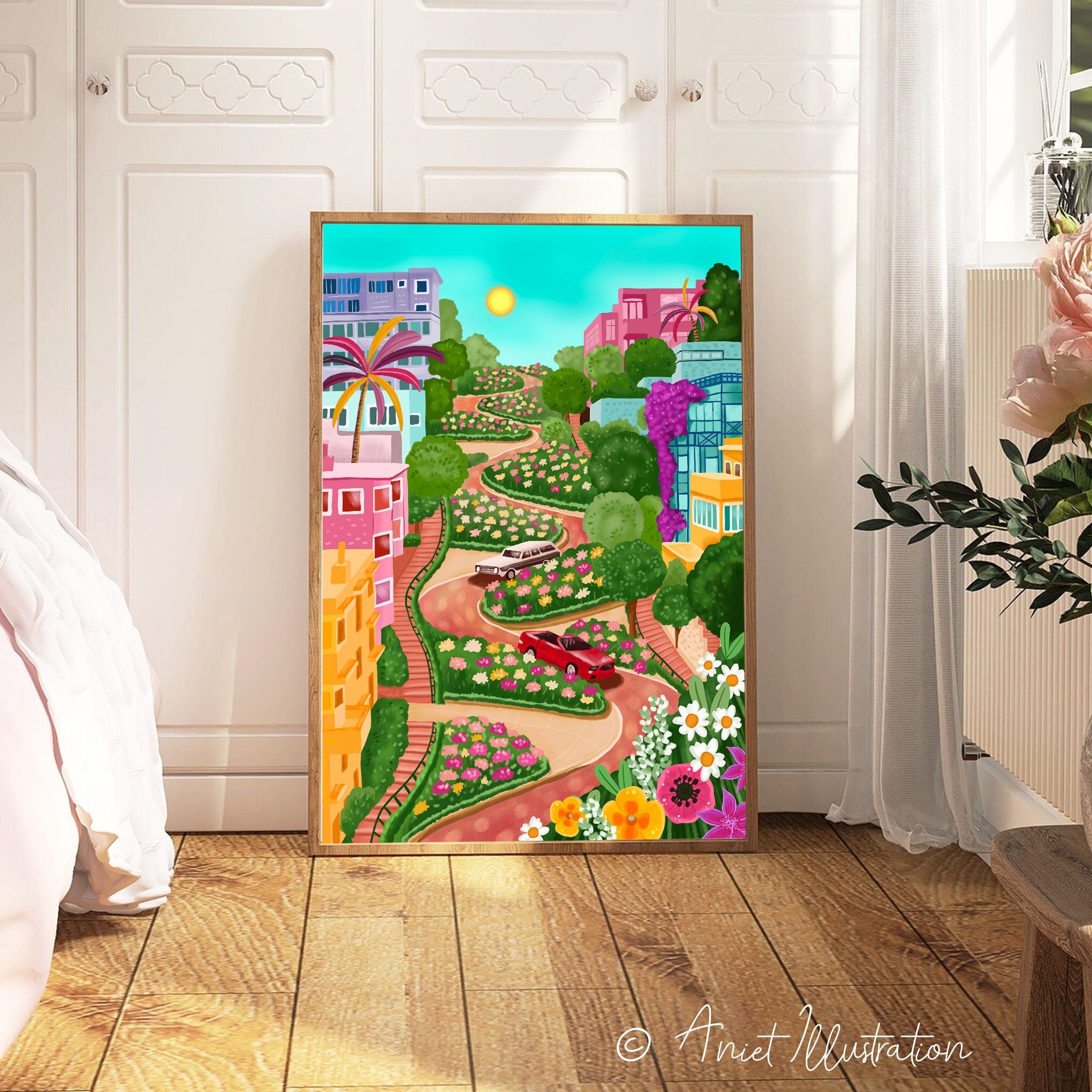 San Francisco Print Lombard Street Poster USA San Francisco Poster Home Decor America Vibrant Housewarming Gift Travel Poster Printable 0511