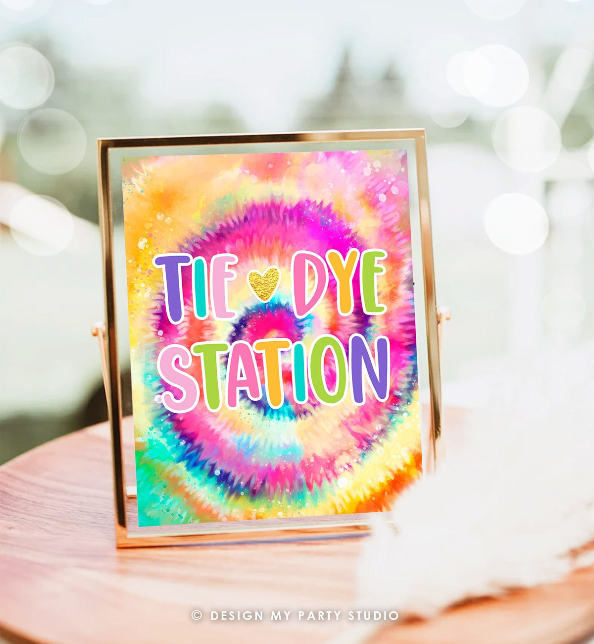 Tie Dye Station Sign Rainbow Tie Dye Birthday Party Girl Hippie Peace Love Tween Craft Table Sign 8x10 Instant Download Printable 0407