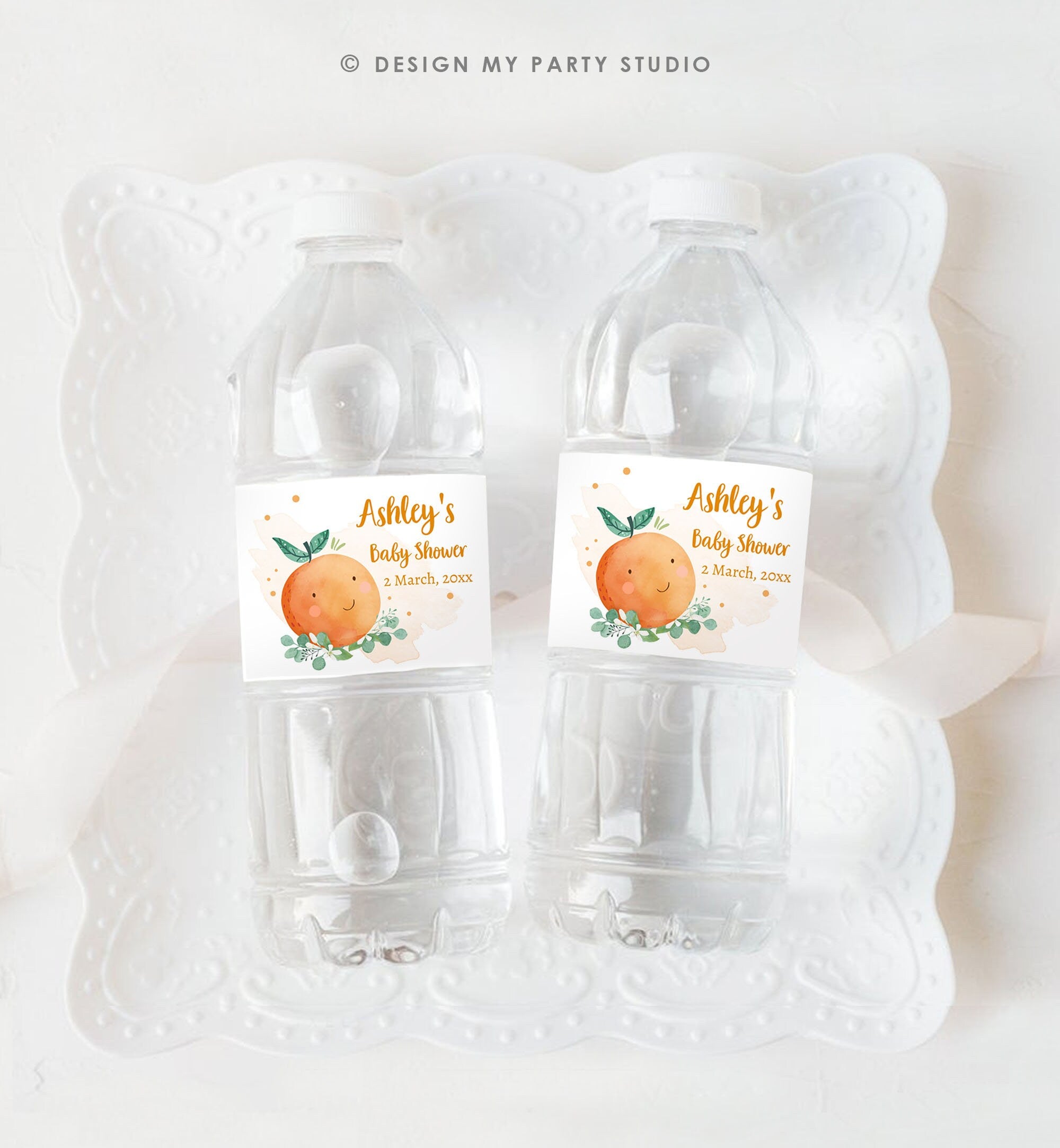 Editable A Little Cutie is on The Way Water Bottle Labels Cutie Baby Shower Clementine Orange Cutie Decor Download Template Printable 0430