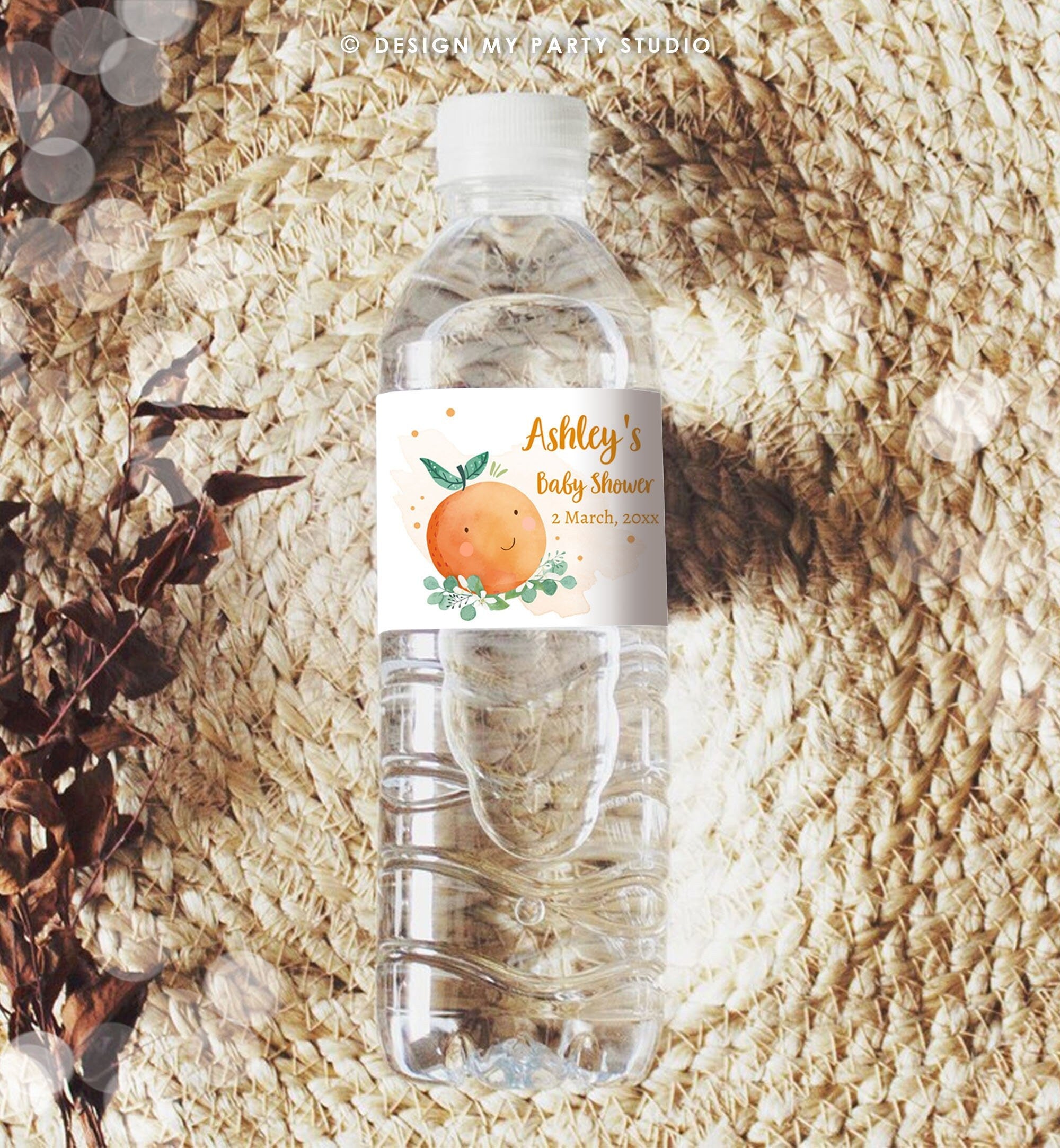 Editable A Little Cutie is on The Way Water Bottle Labels Cutie Baby Shower Clementine Orange Cutie Decor Download Template Printable 0430