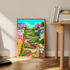 San Francisco Print Lombard Street Poster USA San Francisco Poster Home Decor America Vibrant Housewarming Gift Travel Poster Printable 0511