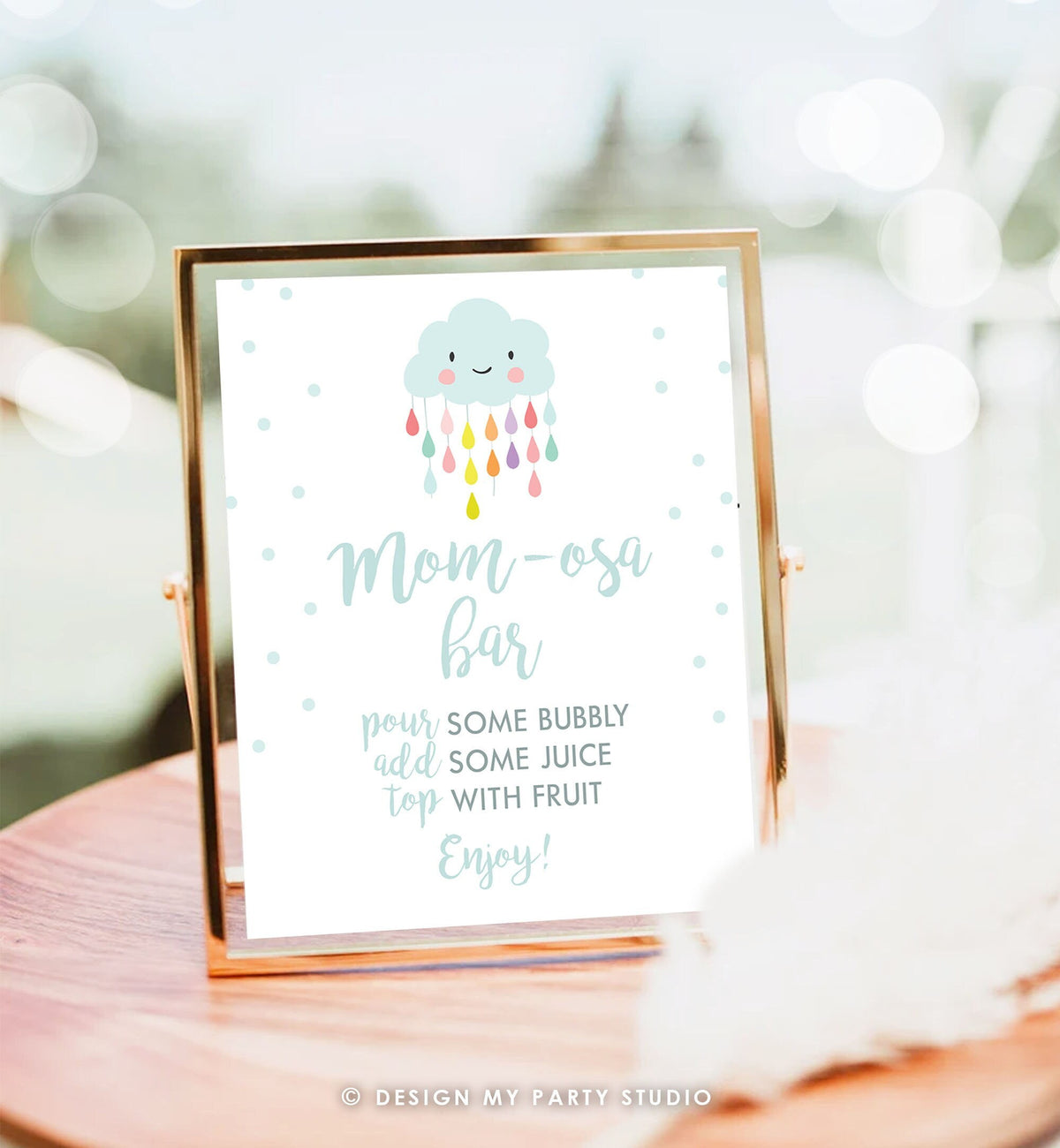 Cloud Baby Shower Mom-osa Bar Sign Momosa Mimosa Bar Sprinkle Rain Cloud Raindrops Gender Neutral Baby Shower Decor Download Printable 0036