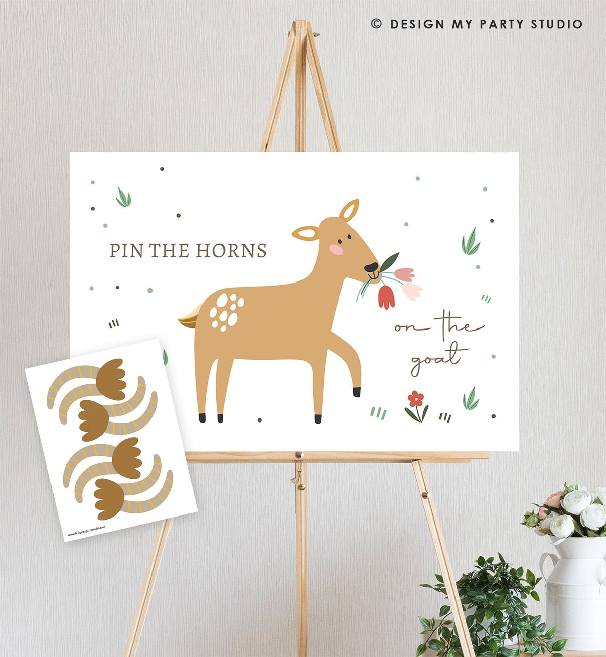 Pin the Horns on the Goat Birthday Party Game Farm Birthday Game Barnyard Farm Animals Fun Activity Instant Digital Download Printable 0436