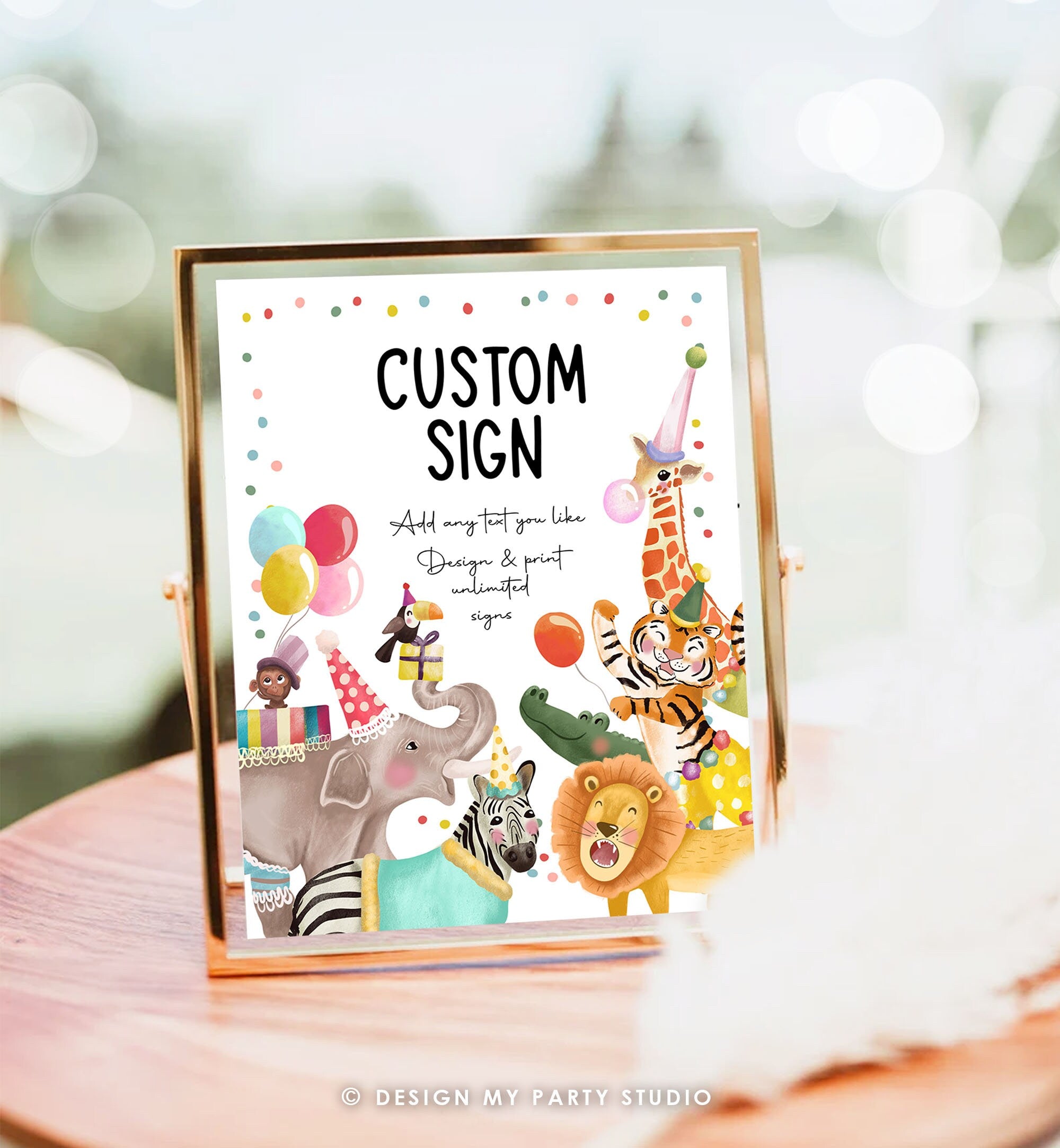 Editable Custom Sign Party Animals Sign Wild One Animals Decor Zoo Safari Animals Table Sign Decoration 8x10 Instant Download PRINTABLE 0482