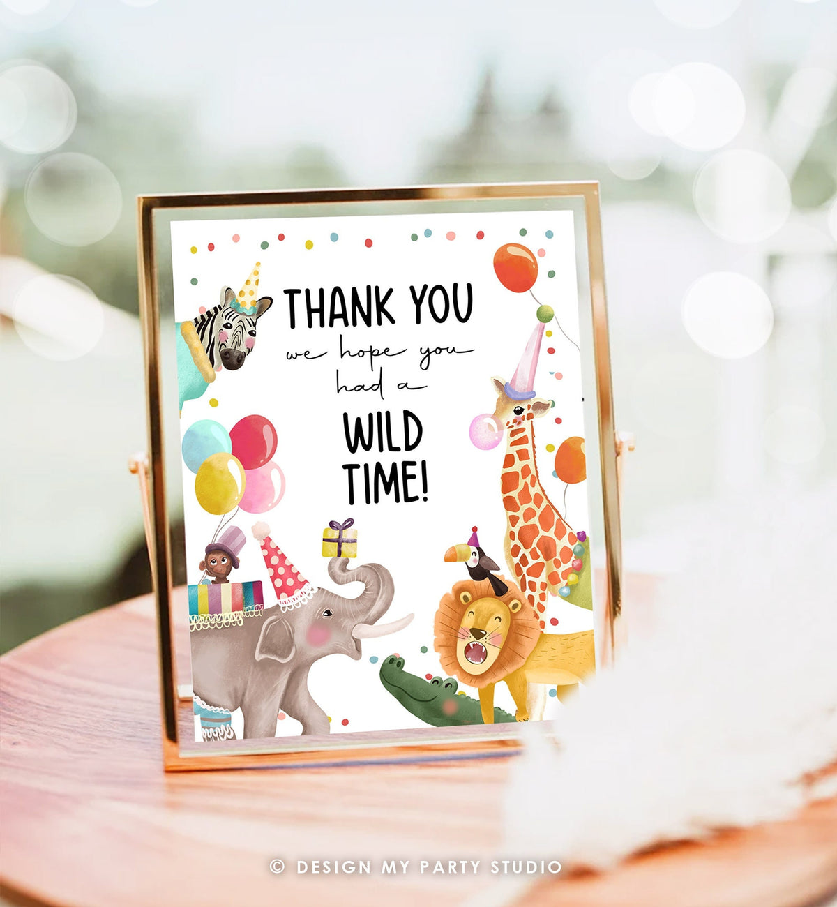 Thank You Sign Party Animals Birthday Sign Safari Animals Decor Safari Birthday Wild One Animals Table Sign Zoo Party Jungle Printable 0482