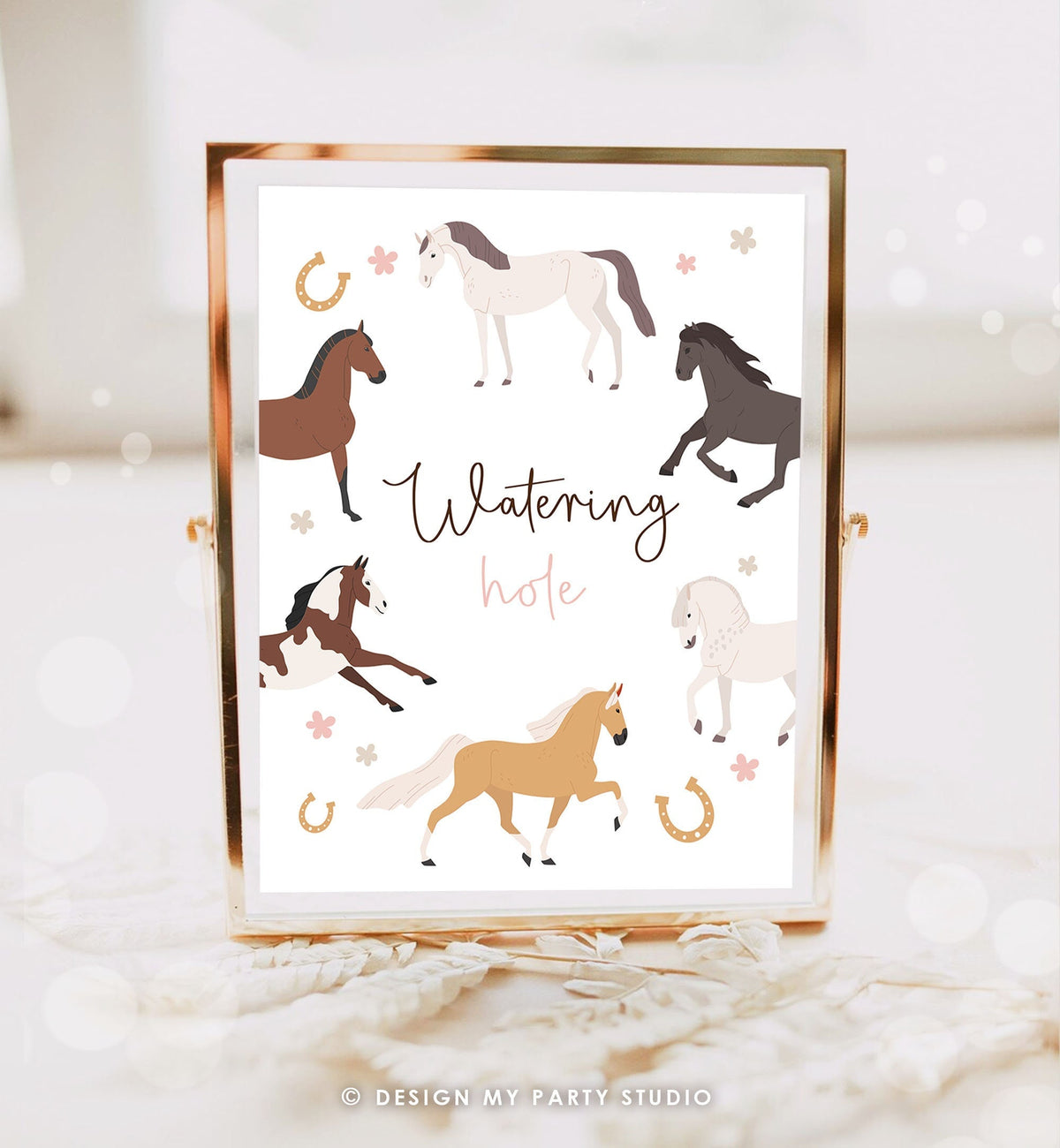 Watering Hole Birthday Sign Drink Table Decor Floral Horse Birthday Cowgirl Table Sign Pony Party Decorations Drinks Download Printable 0513