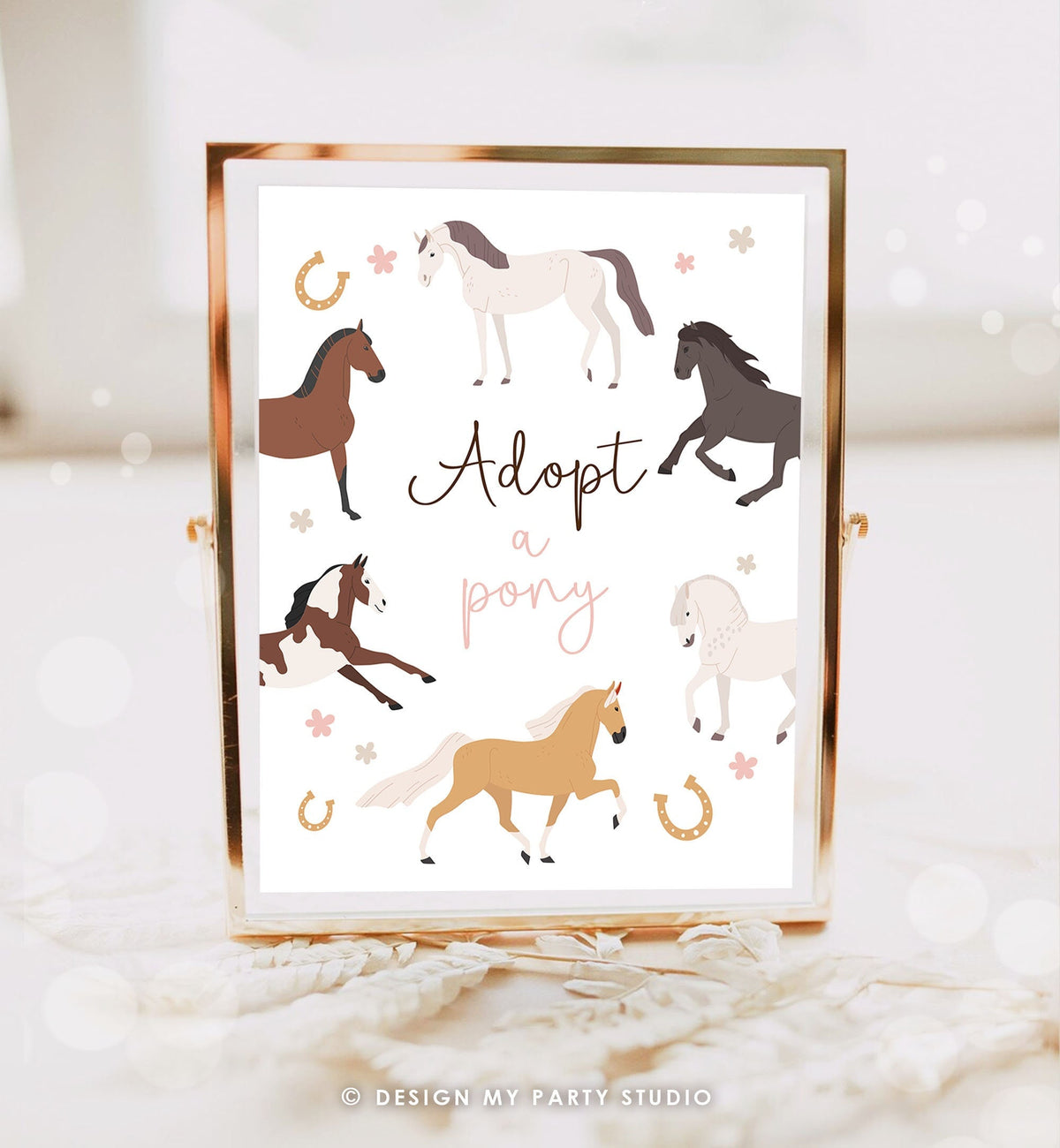 Adopt a Pony Sign Horse Party Sign Table Decor Floral Horse Birthday Cowgirl Horse Favors Farm Horseback Riding Pet Download PRINTABLE 0513