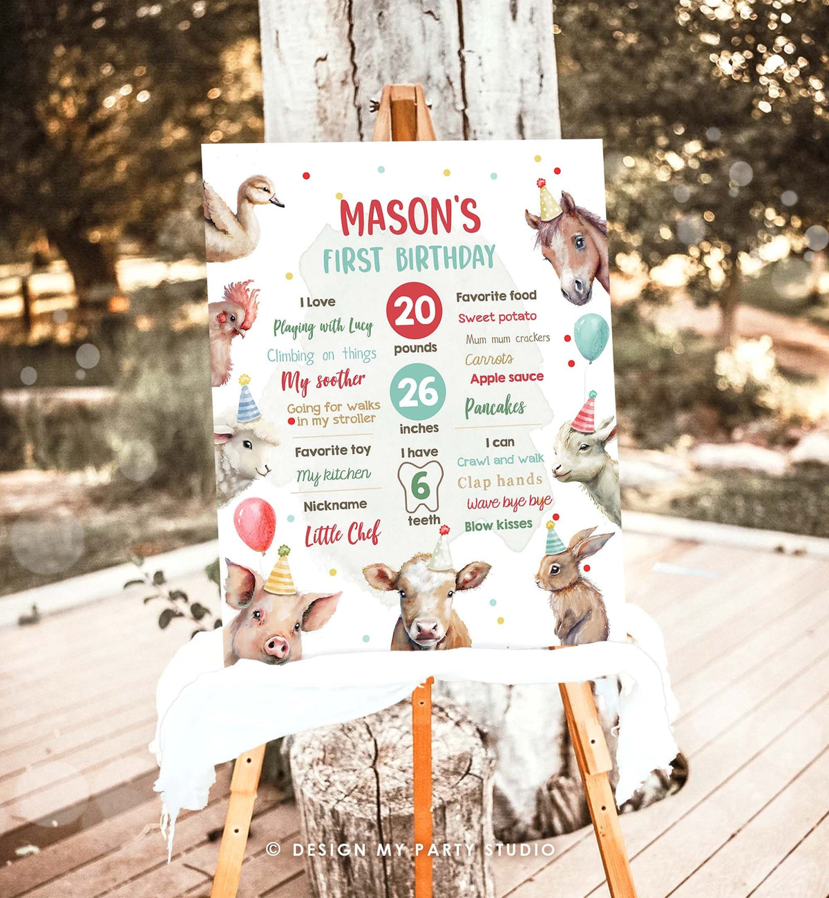 Editable Farm Animals Birthday Milestones Sign Boy Red Farm Birthday Barnyard Bash Barnyard Sign Floral Download Template Printable 0448