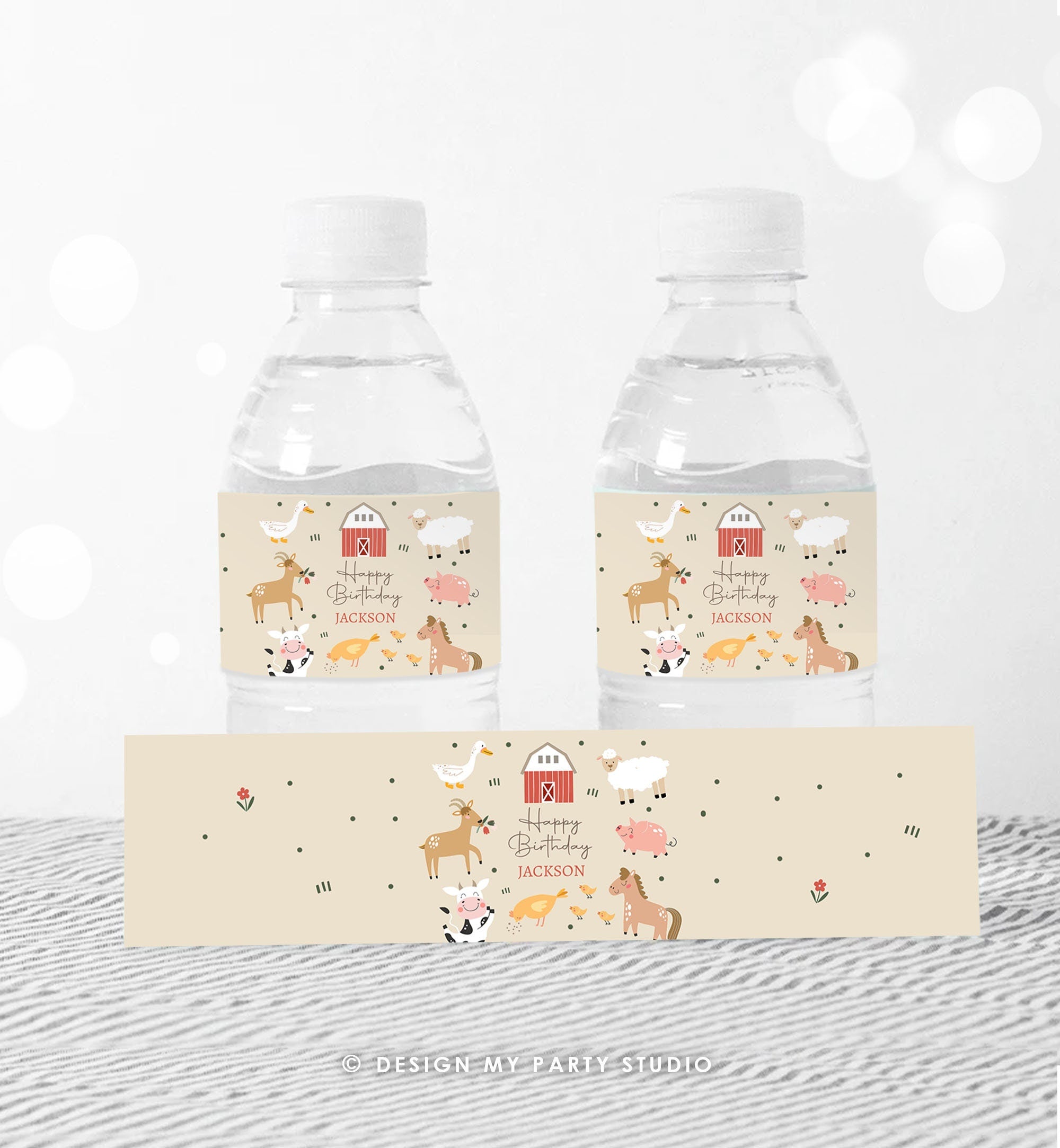 Editable Water Bottle Labels Farm Animals Boy Birthday Barnyard Animals Farm Birthday Decor Cow Printable Bottle Labels Template Corjl 0436