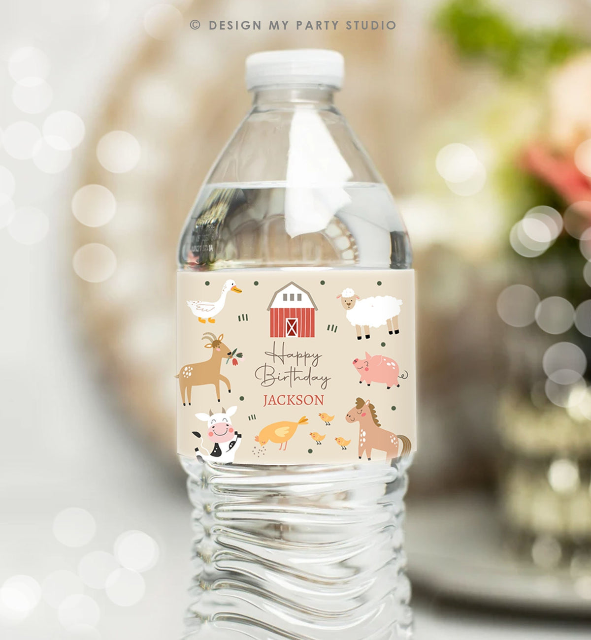 Editable Water Bottle Labels Farm Animals Boy Birthday Barnyard Animals Farm Birthday Decor Cow Printable Bottle Labels Template Corjl 0436