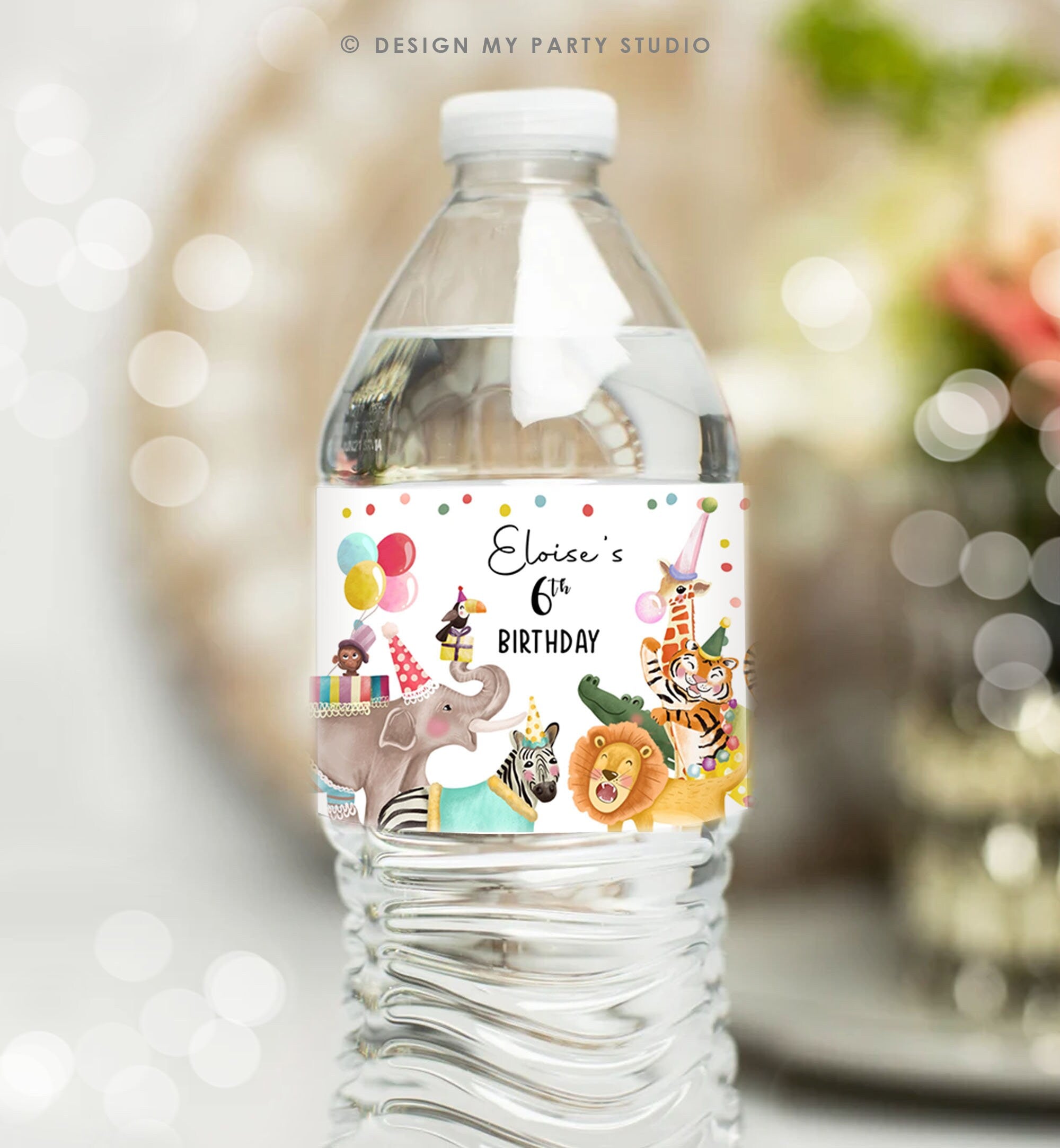 Editable Water Bottle Labels Party Animals Birthday Wild One Birthday Decor Safari Animals Zoo Printable Bottle Labels Template Corjl 0482