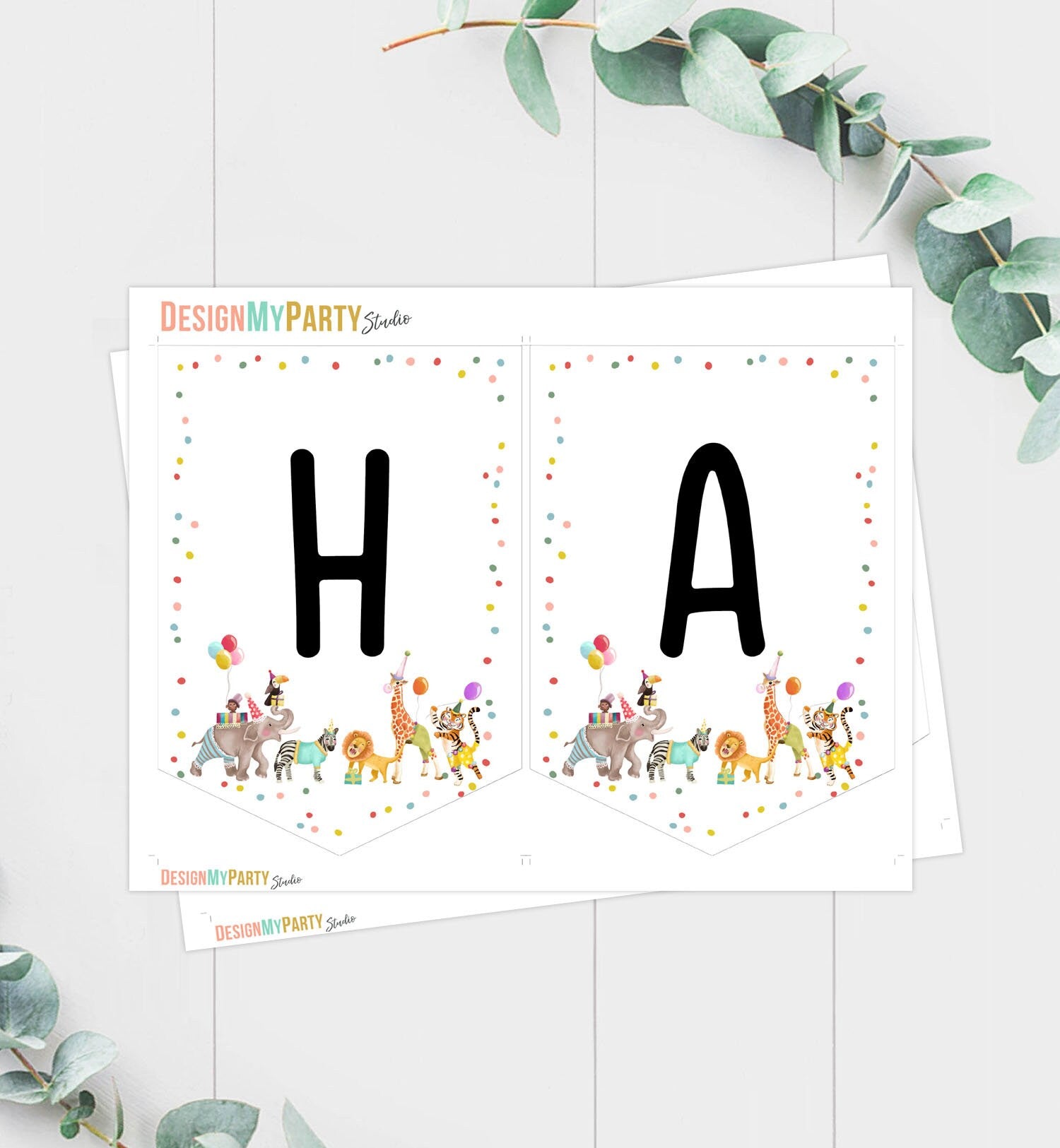 Happy Birthday Banner Party Animals Safari Animals Wild One Birthday Zoo Decorations Boy Girl Jungle Instant download PRINTABLE DIGITAL 0482