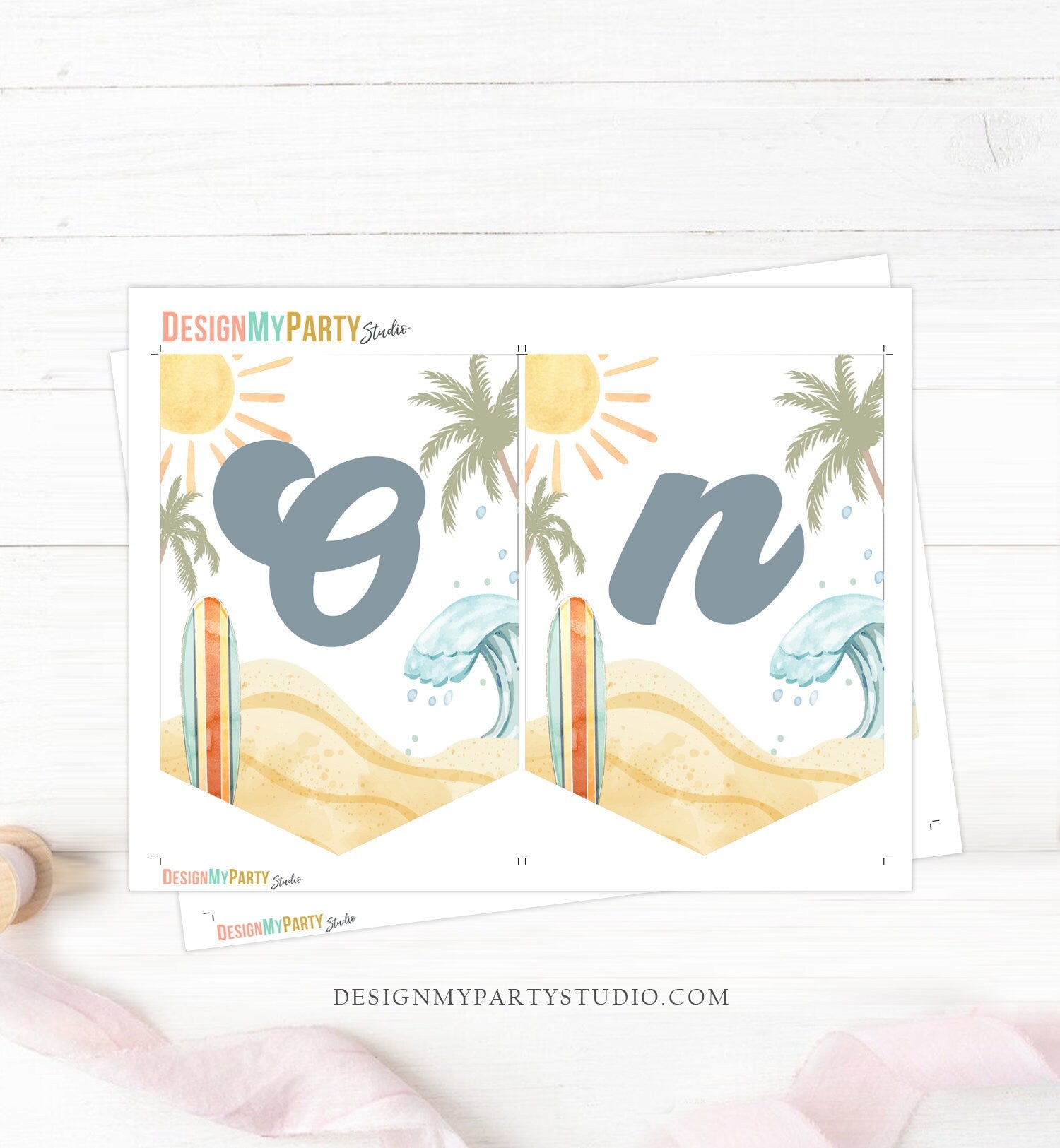 Retro Surf High Chair Banner The Big One Birthday Party 1st First Birthday 70s ONE Boy Beach Party Surfboard Decor Digital PRINTABLE 0433